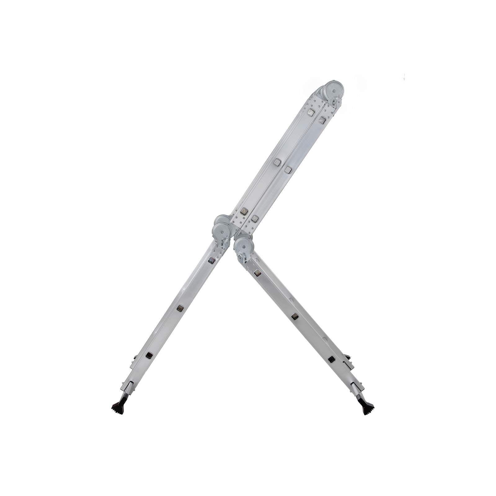 Multifunctional ladder - Aluminum - With 2 metal plates - foldable - 150 kg - silver
