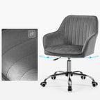 Office chair - Office chair - Velvet computer chair - height adjustable - Swivel chair - Gray