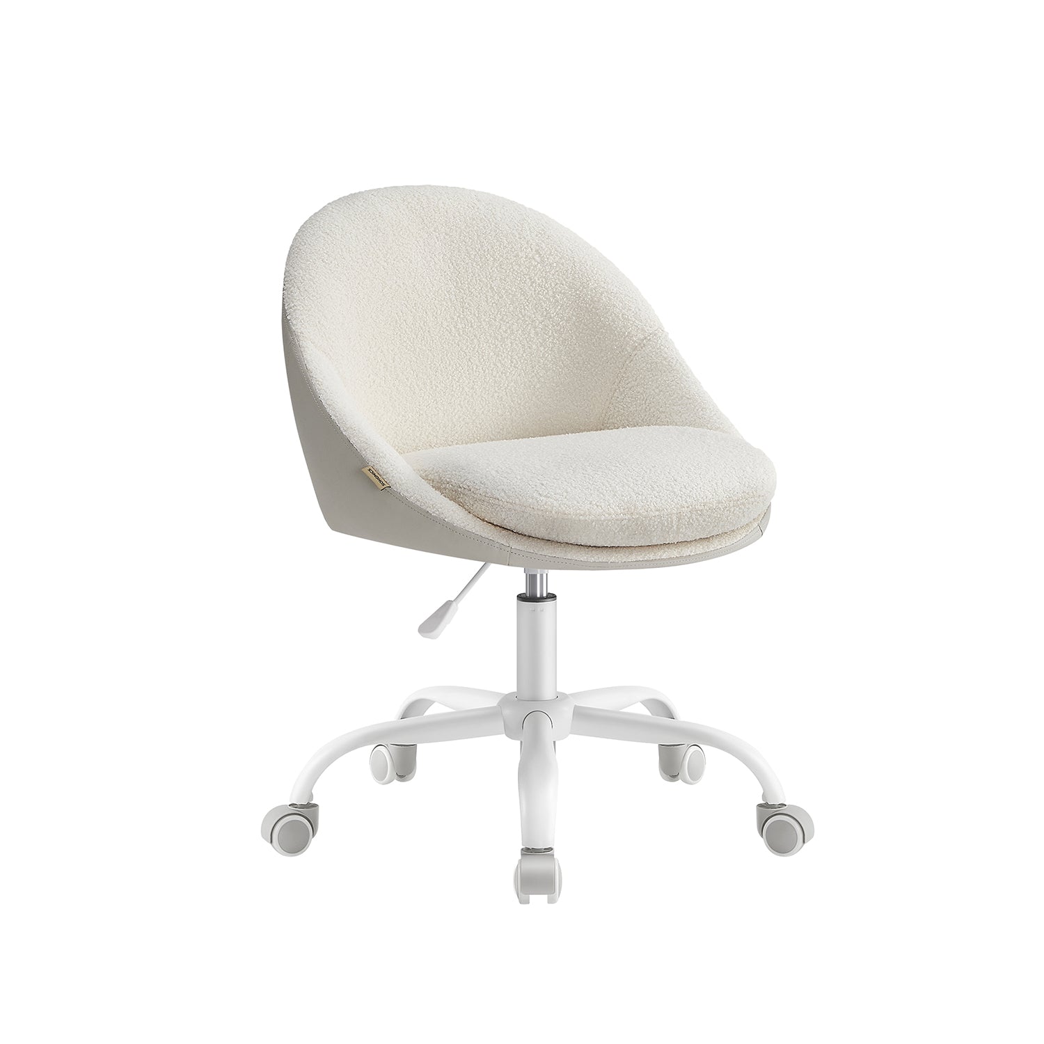Velvet office chair, height-adjustable cappuccino beige cloud white
