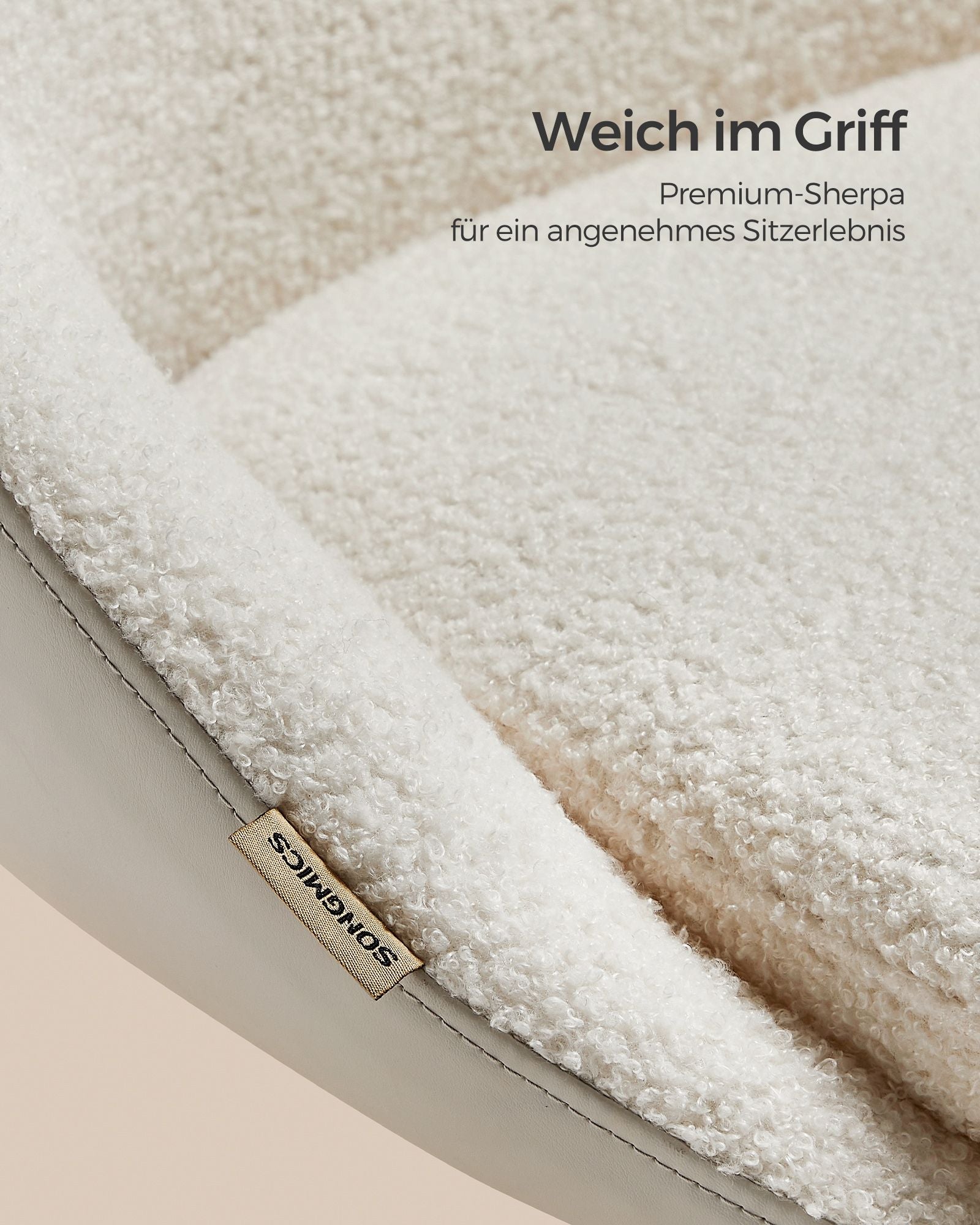 Velvet office chair, height-adjustable cappuccino beige cloud white