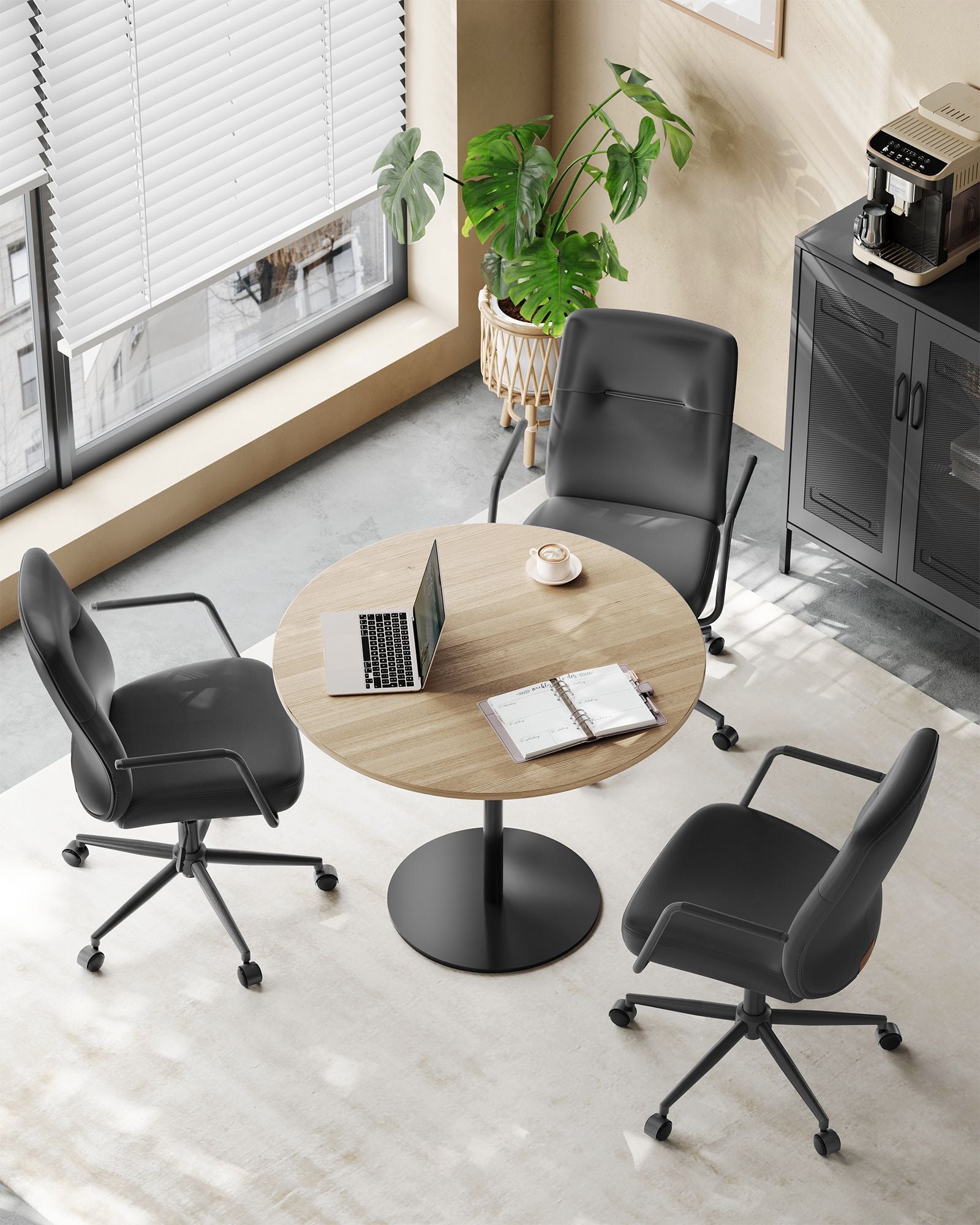 Office chair - with backrest & curved seat - ink -black