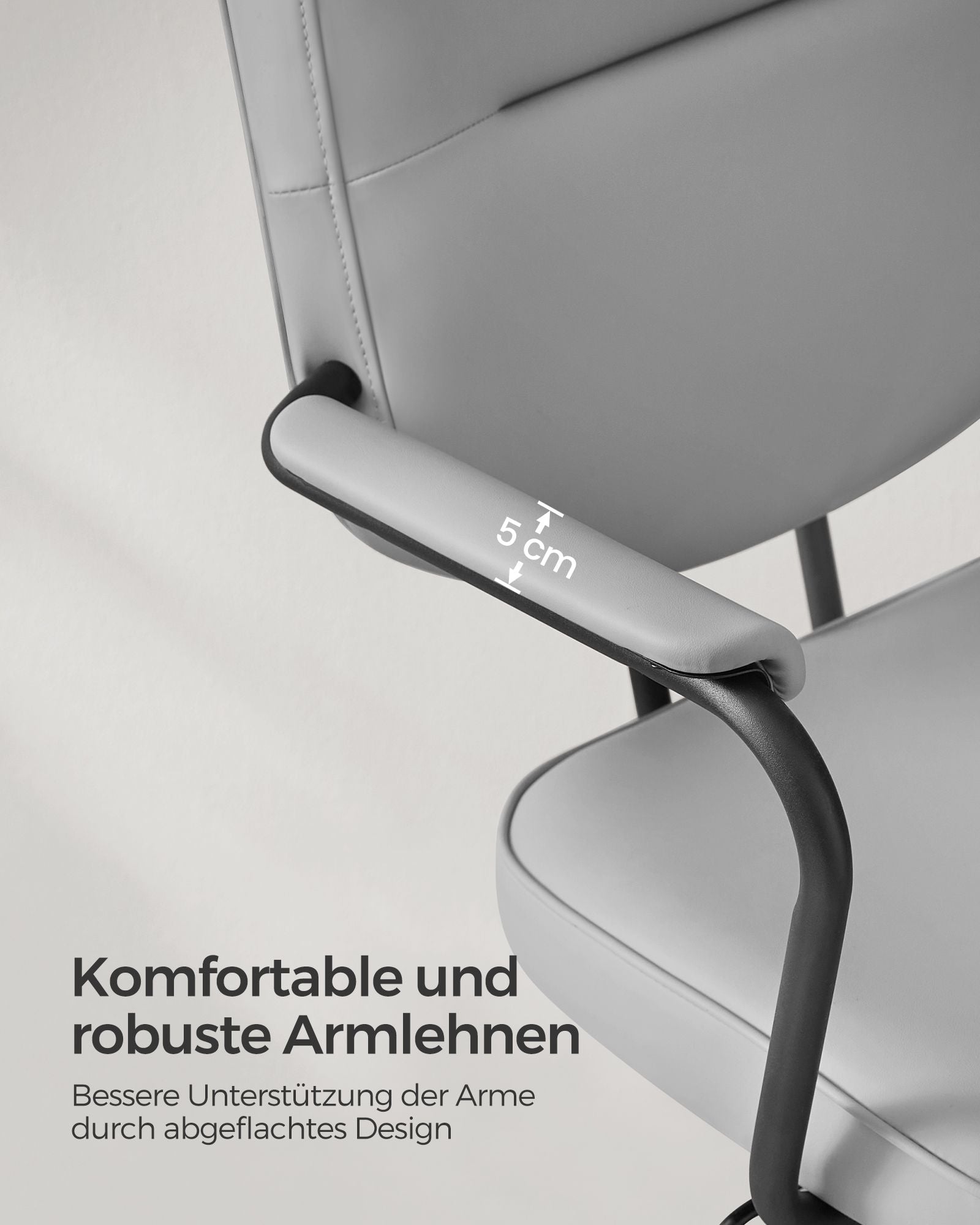 Office chair made of PU with armrests pigeon gray