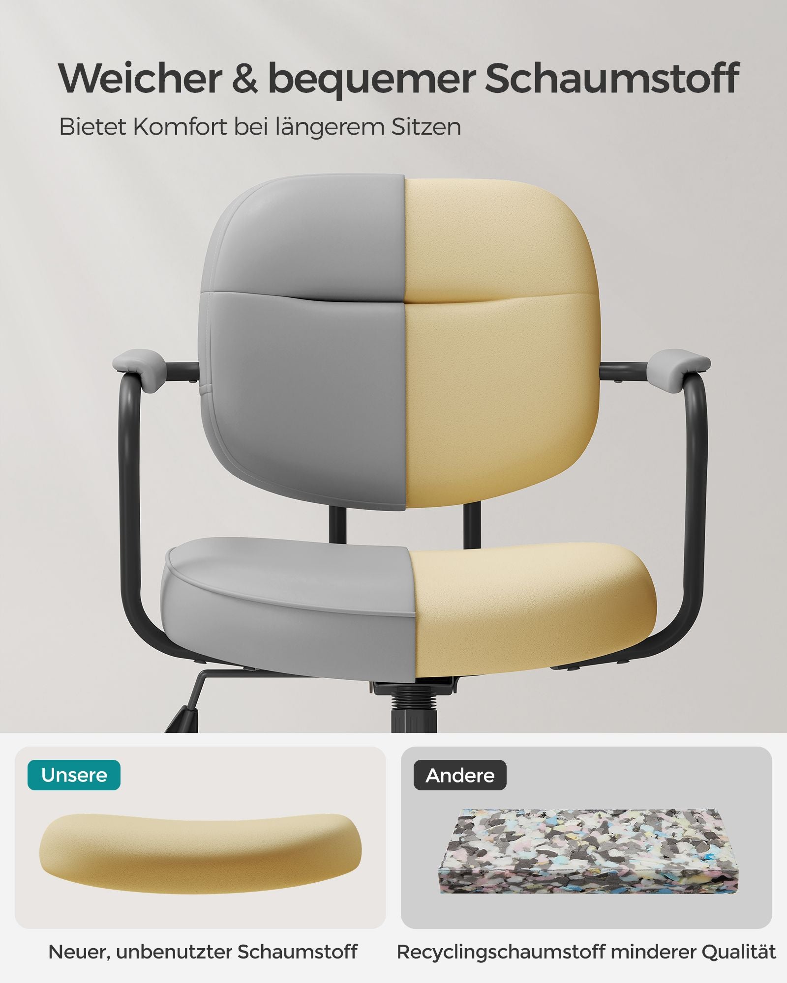 Office chair made of PU with armrests pigeon gray