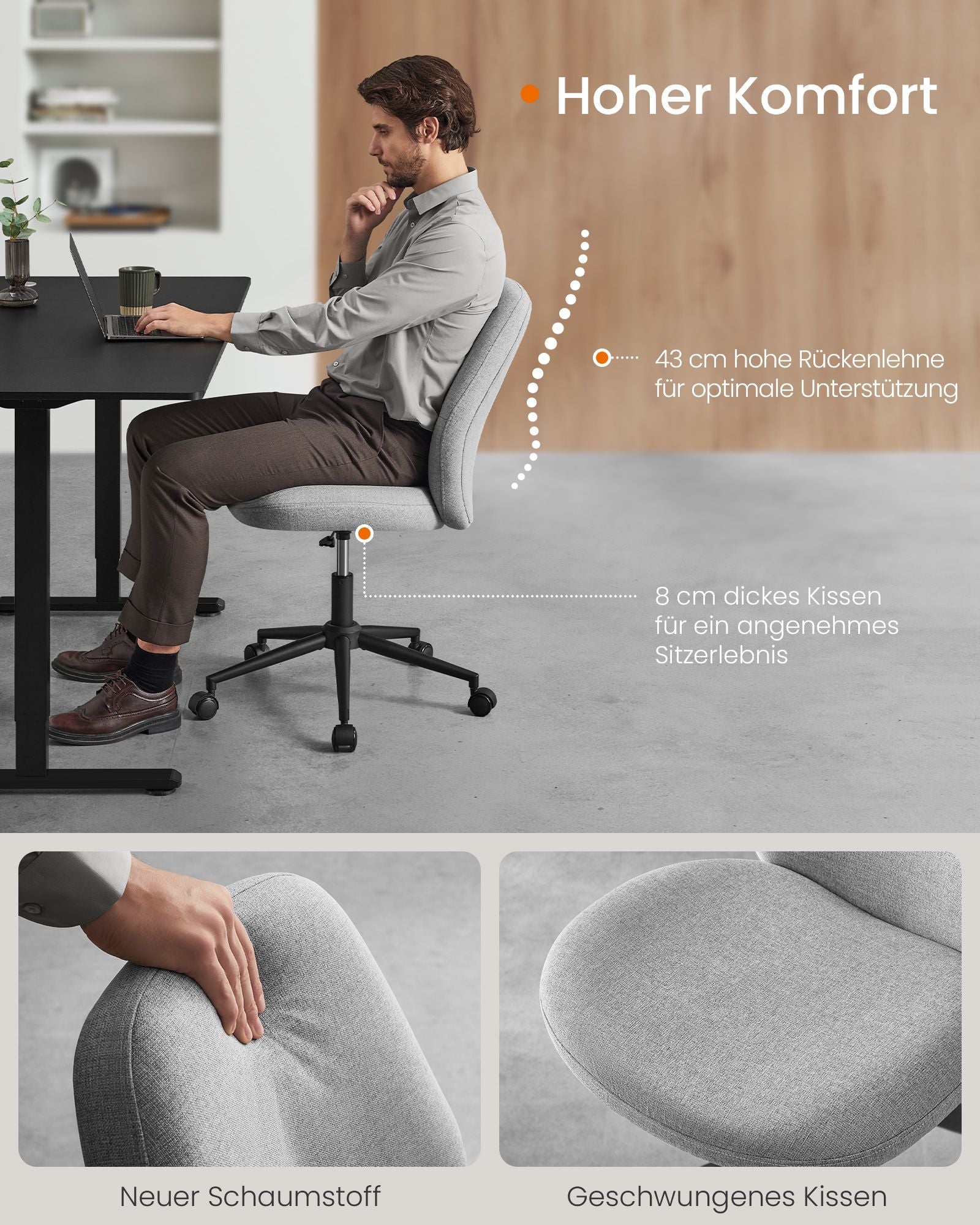 Office chair with seat and chassis pigeon gray