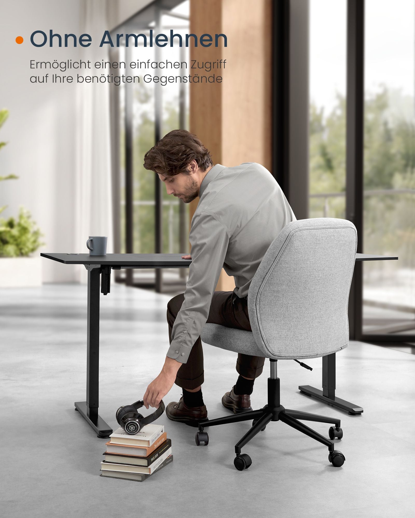 Office chair with seat and chassis pigeon gray