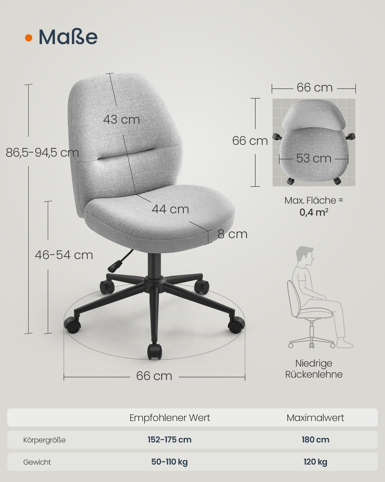 Office chair with seat and chassis pigeon gray
