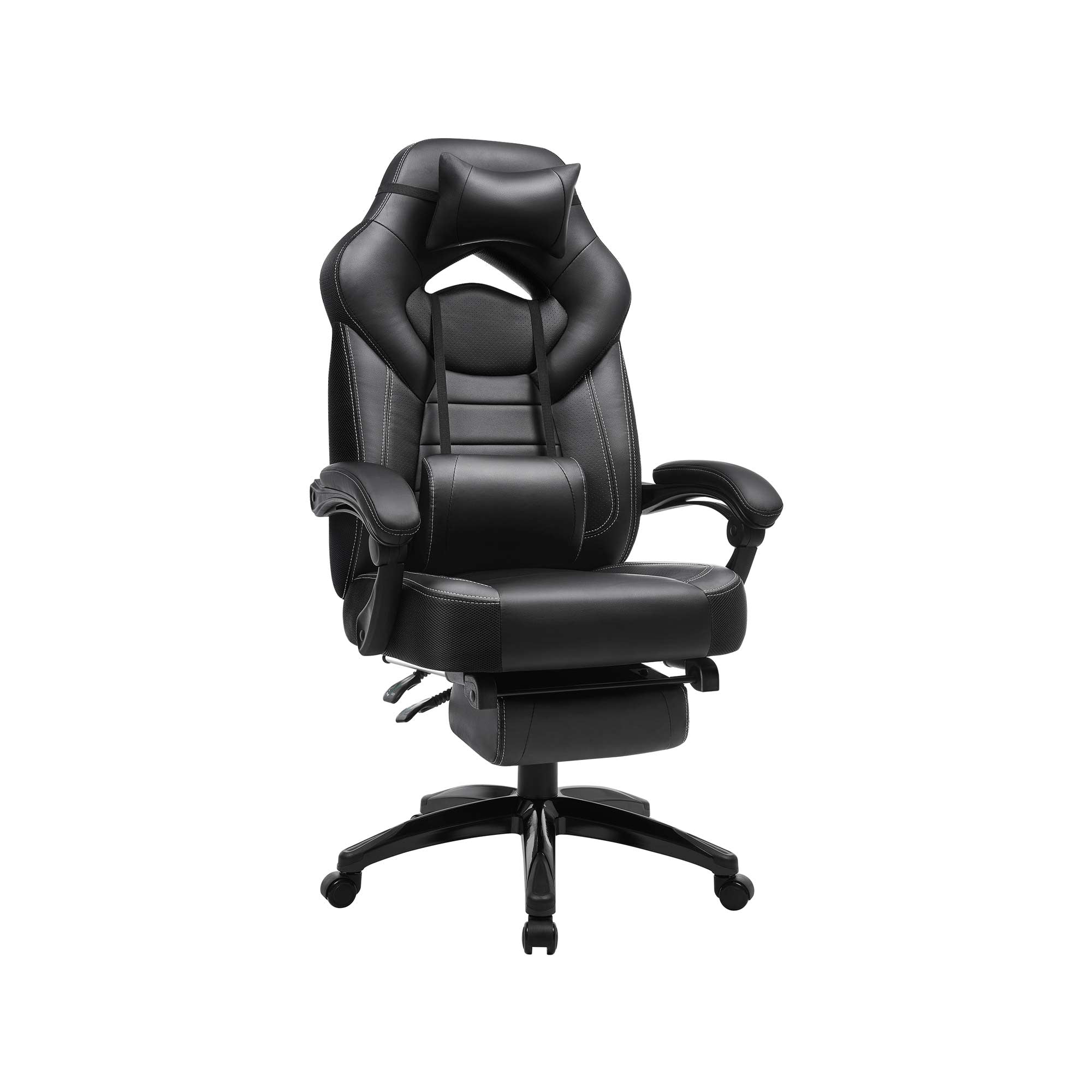 Gaming chair - Game chair - Office chair - With footrest and headrest - Black