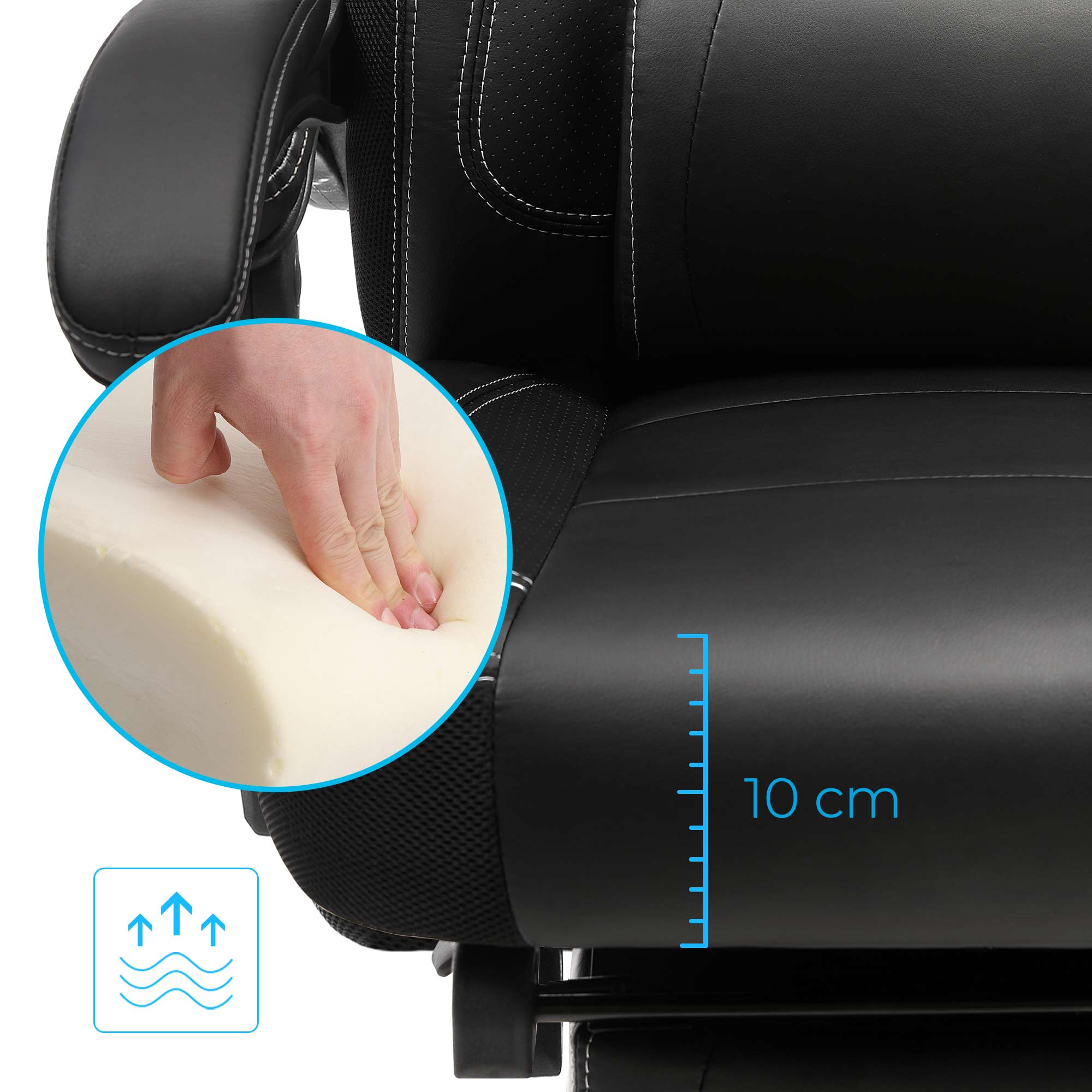 Gaming chair - Game chair - Office chair - With footrest and headrest - Black