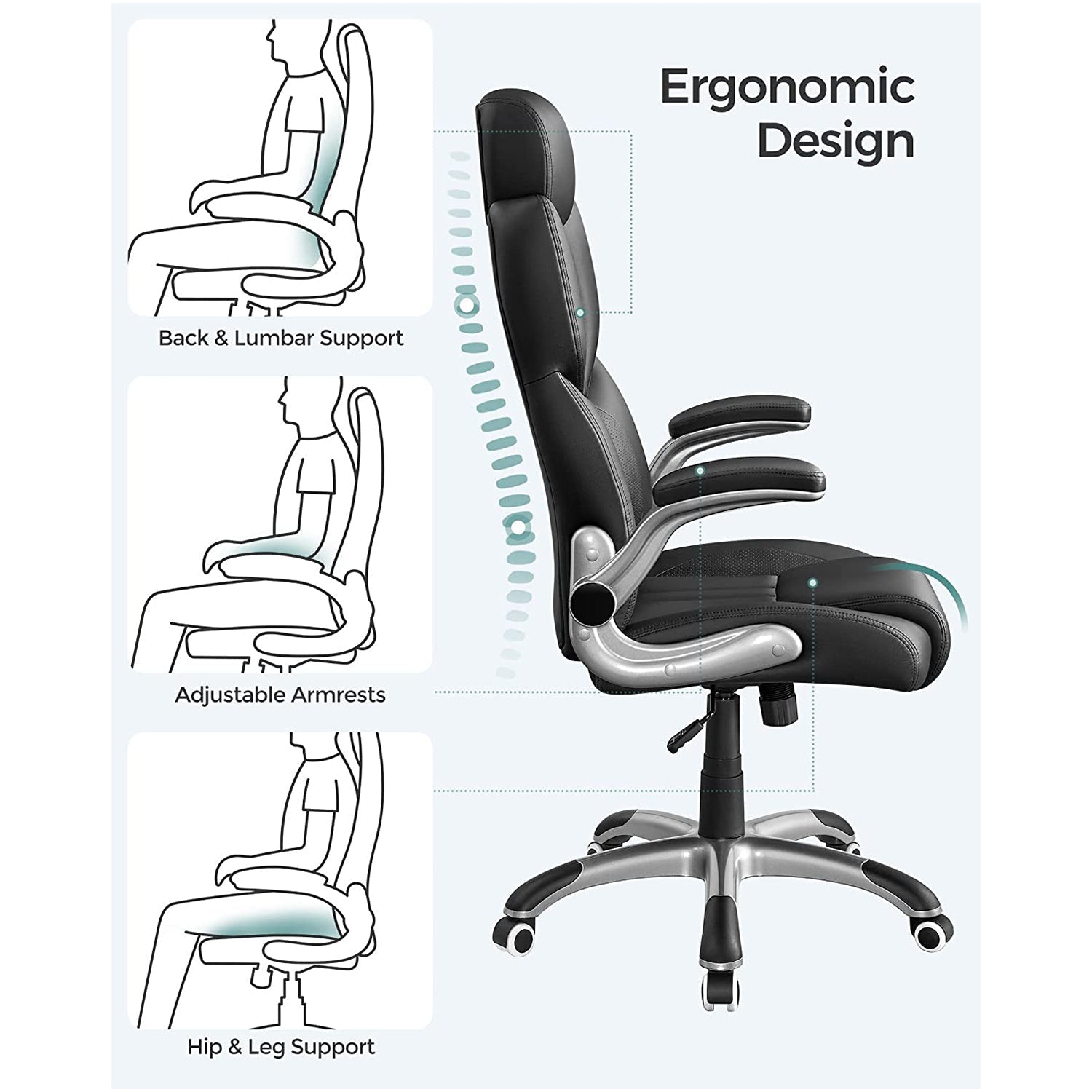 Office chair - Ergonomic - Game chair - rotatable - Black