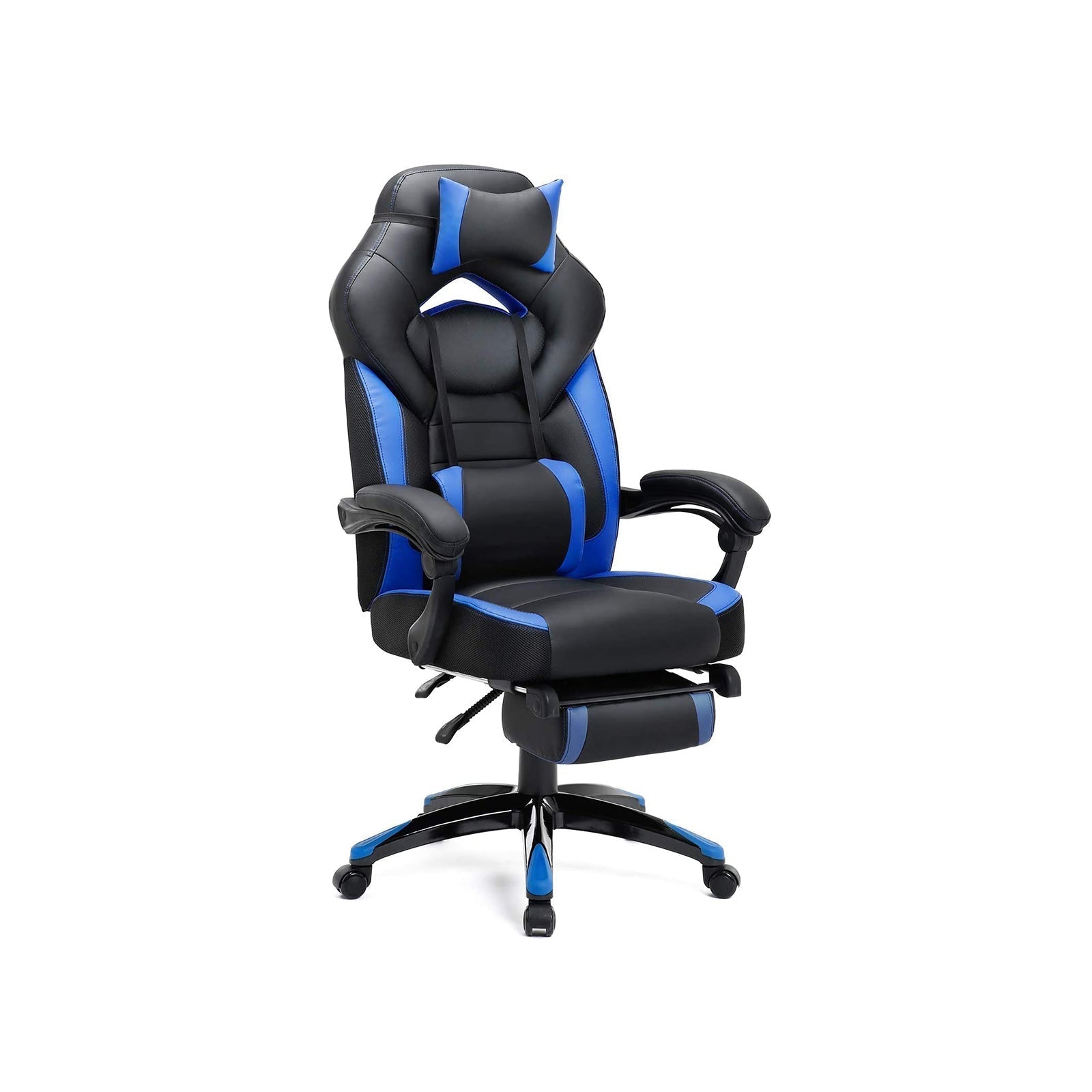 Gaming chair - Game chair - Office chair - With footrest and headrest - Black