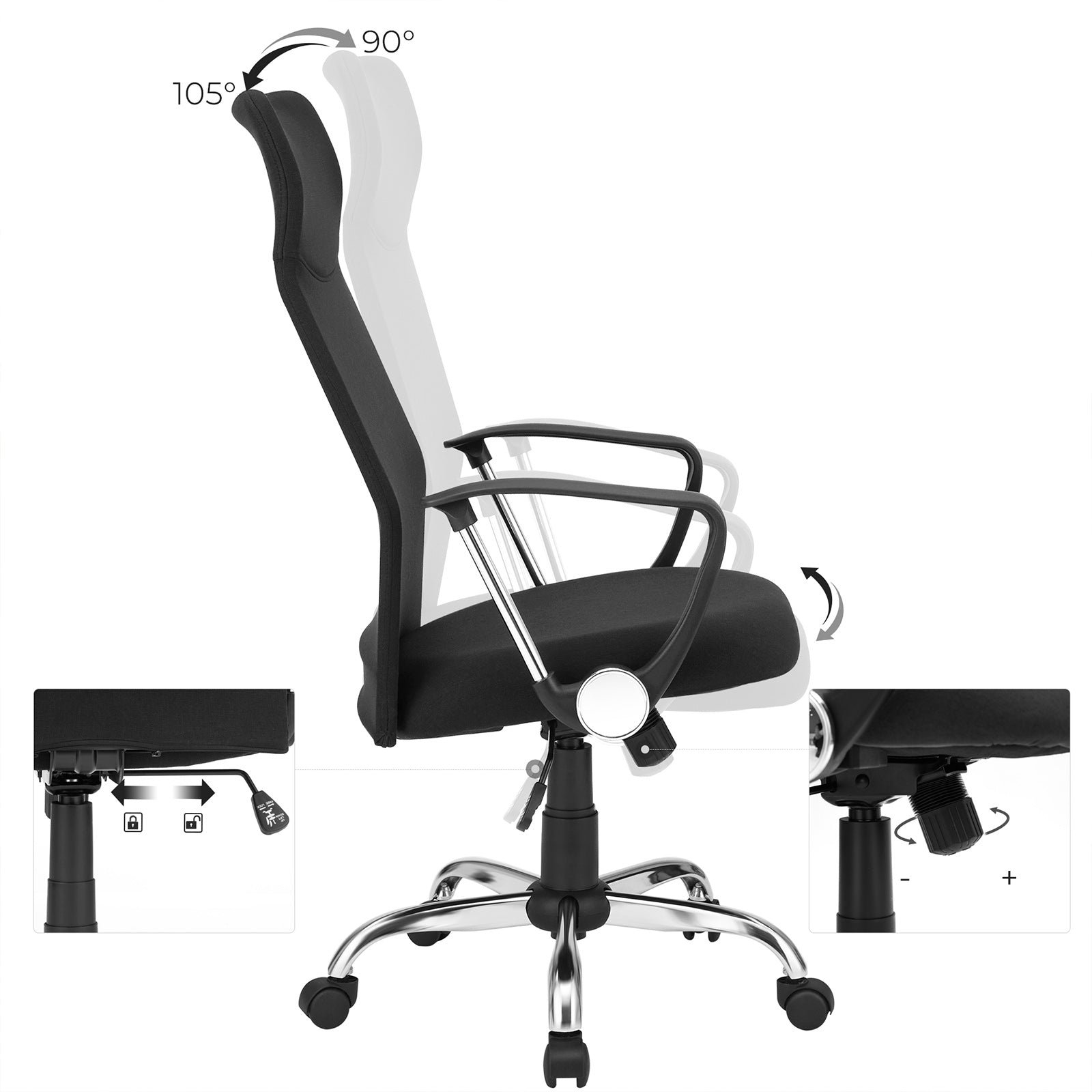 Office chair - Ergonomic office chair - Computer chair - Black