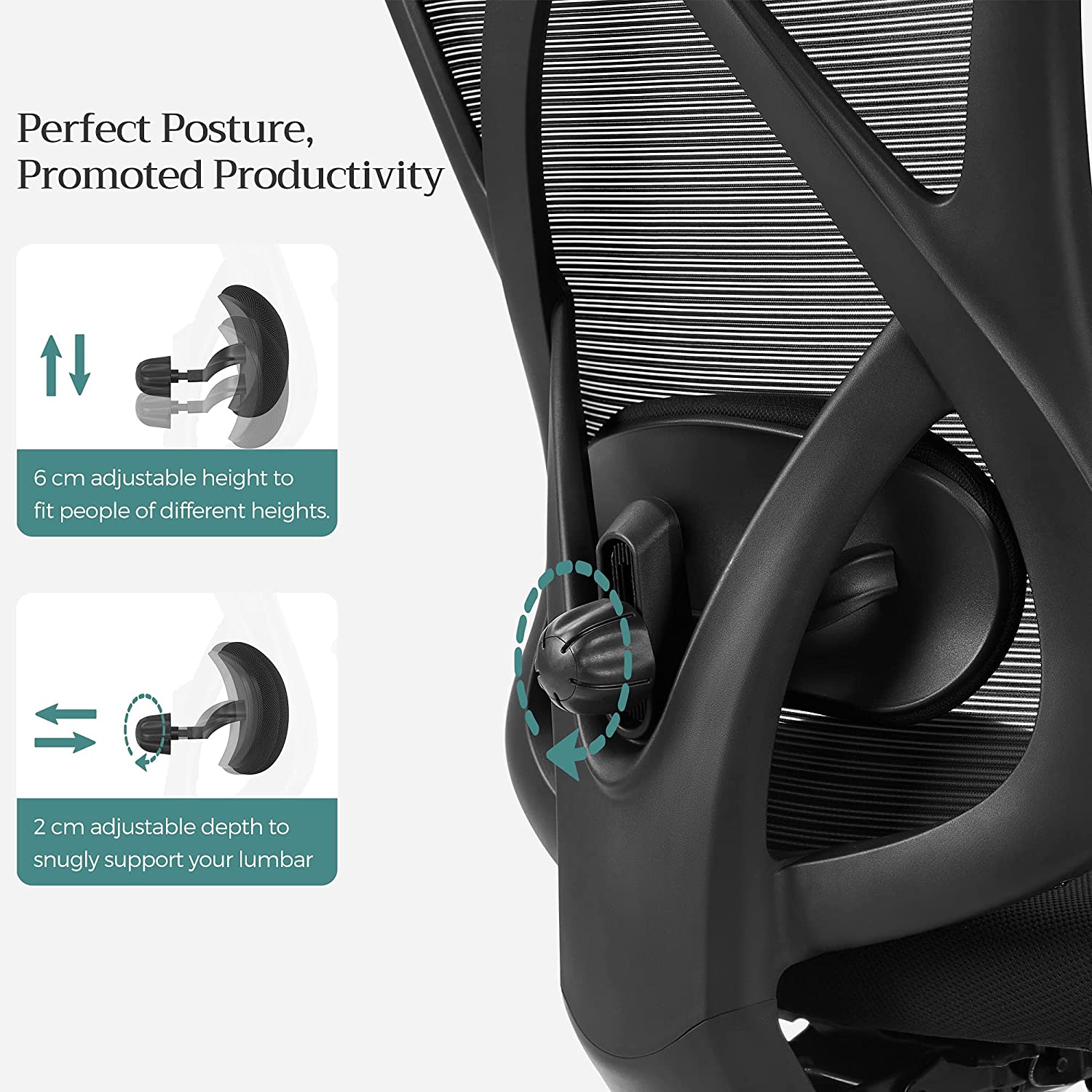 Office chair - Ergonomic office chair - Adjustable computer chair - Black