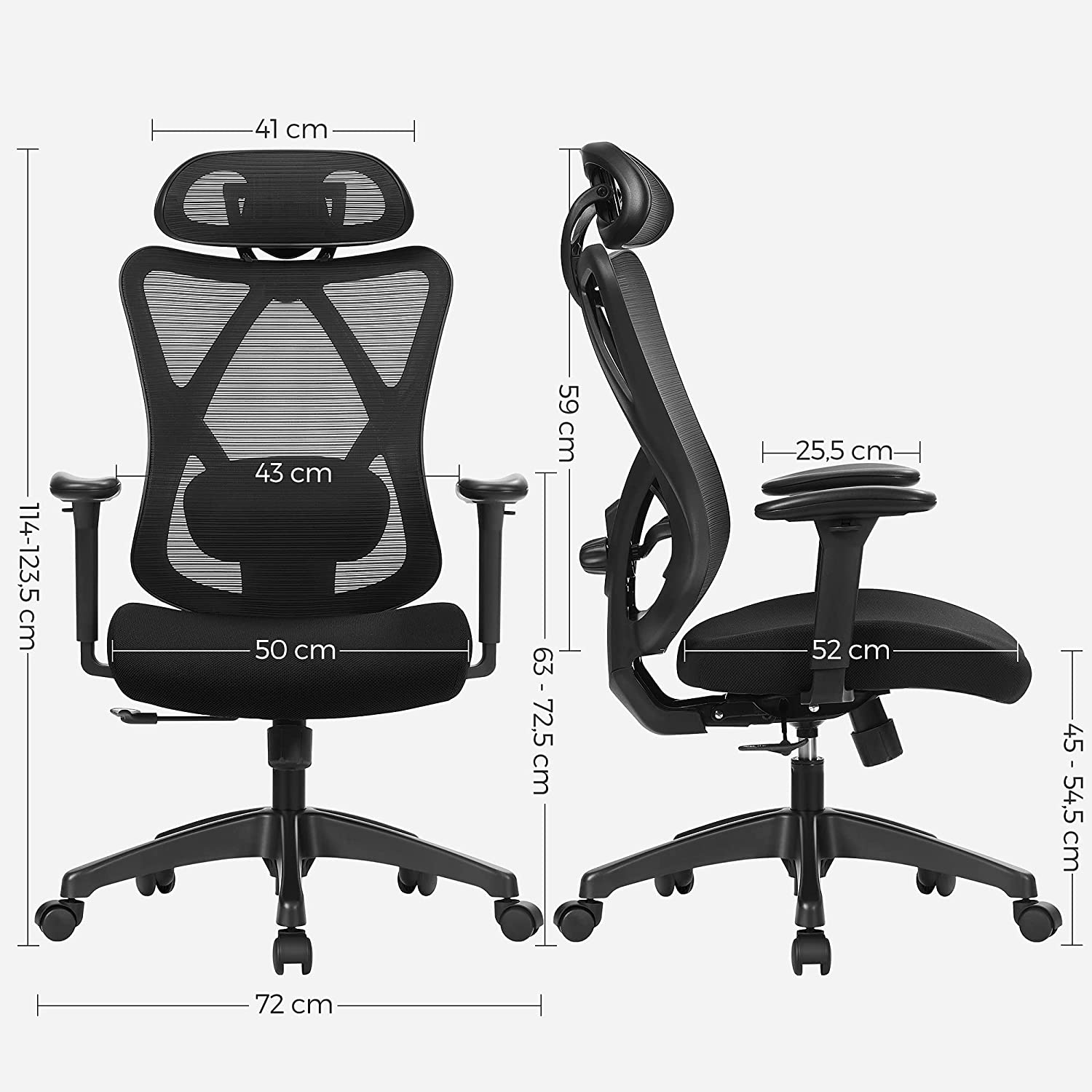 Office chair - Ergonomic office chair - Adjustable computer chair - Black