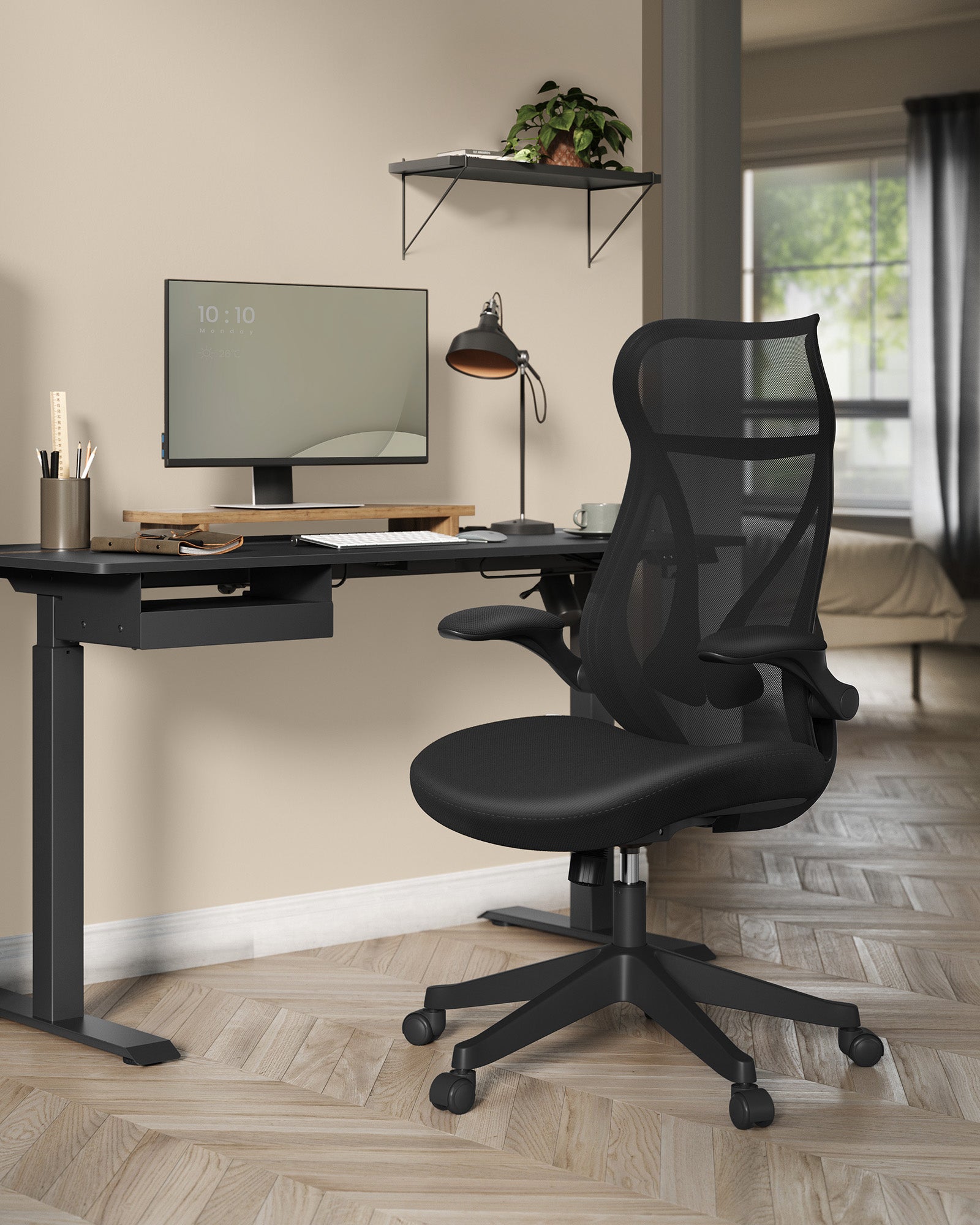 Office chair with backrest and armrests ink -black