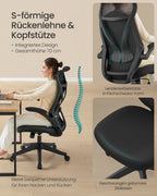 Office chair with backrest and armrests ink -black