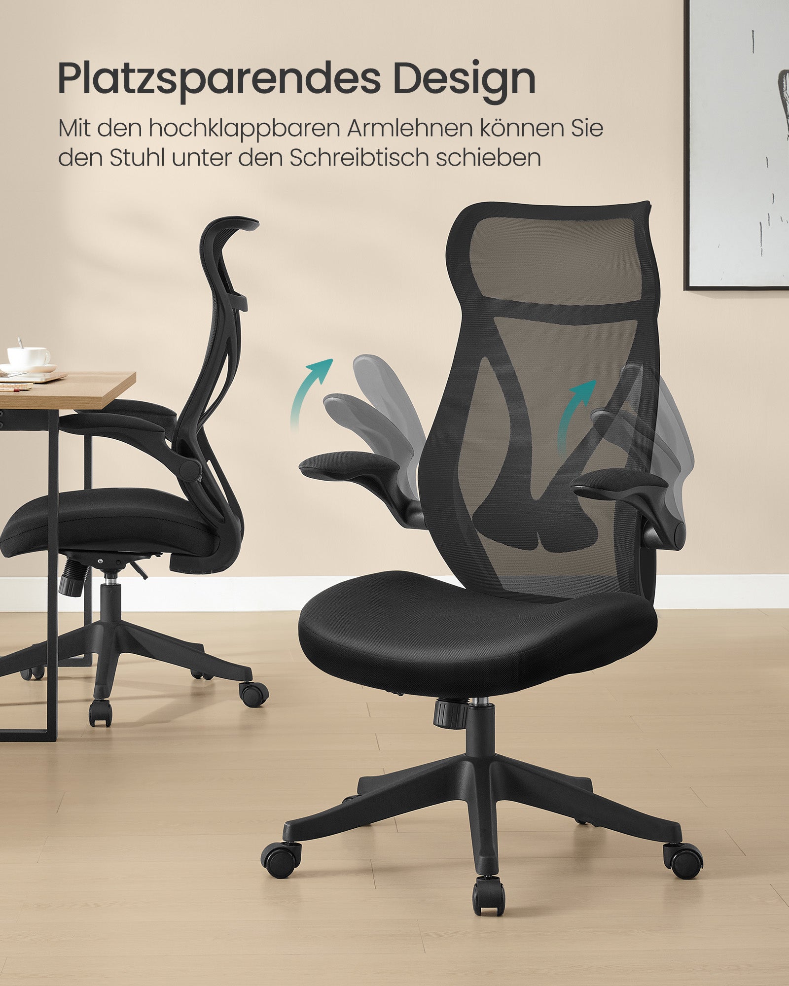 Office chair with backrest and armrests ink -black