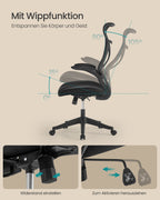Office chair with backrest and armrests ink -black