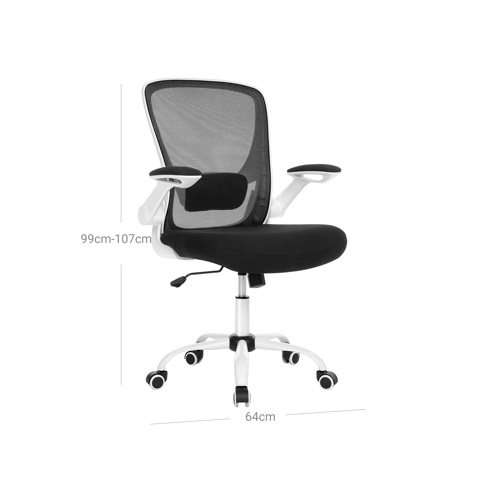 Office chair - Computer chair - With folding armrests - adjustable backrest - Black White
