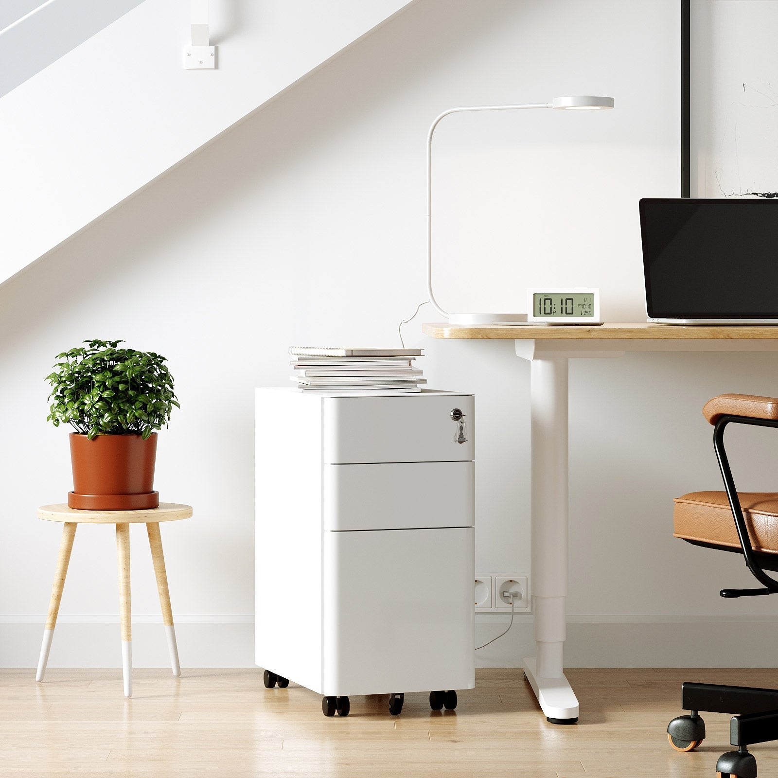 Ladeblok - Archive cabinet - Office cabinet with wheels and lock - White