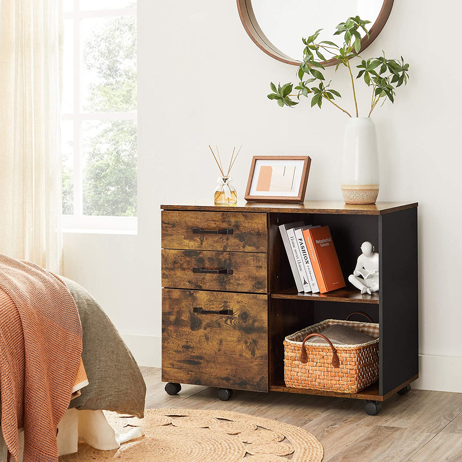 Archive cabinet - Bookcase - Storage cabinet on wheels - Vintage Brown