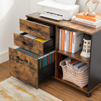 Archive cabinet - Bookcase - Storage cabinet on wheels - Vintage Brown