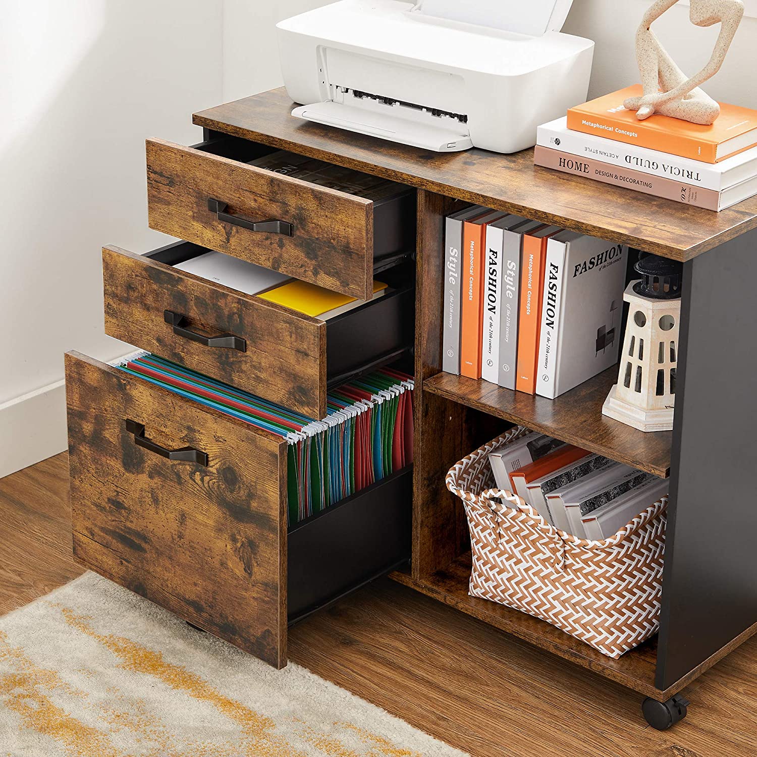 Archive cabinet - Bookcase - Storage cabinet on wheels - Vintage Brown