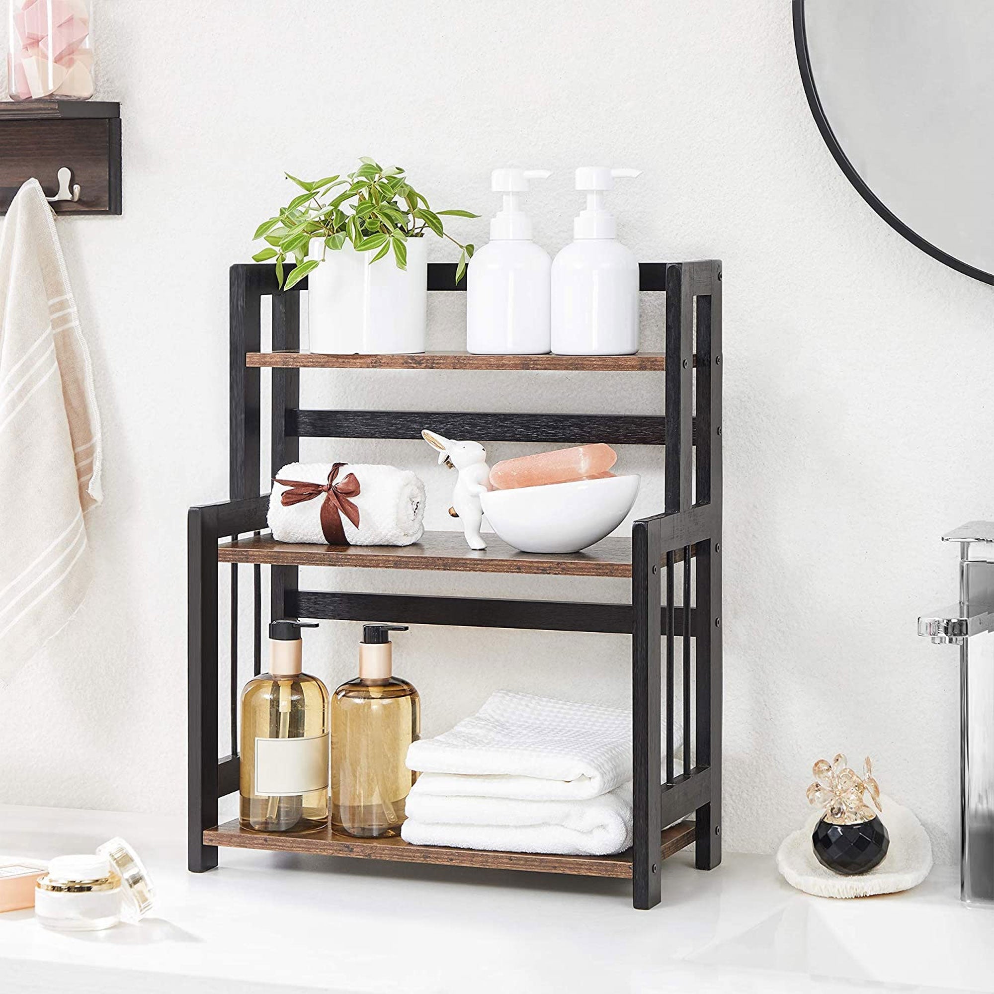 Herb rack with 3 levels - kitchen rack - storage rack - brown / black