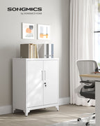 Lockable archive cabinet with 2 doors - 40 × 80 × 90 cm - matt white