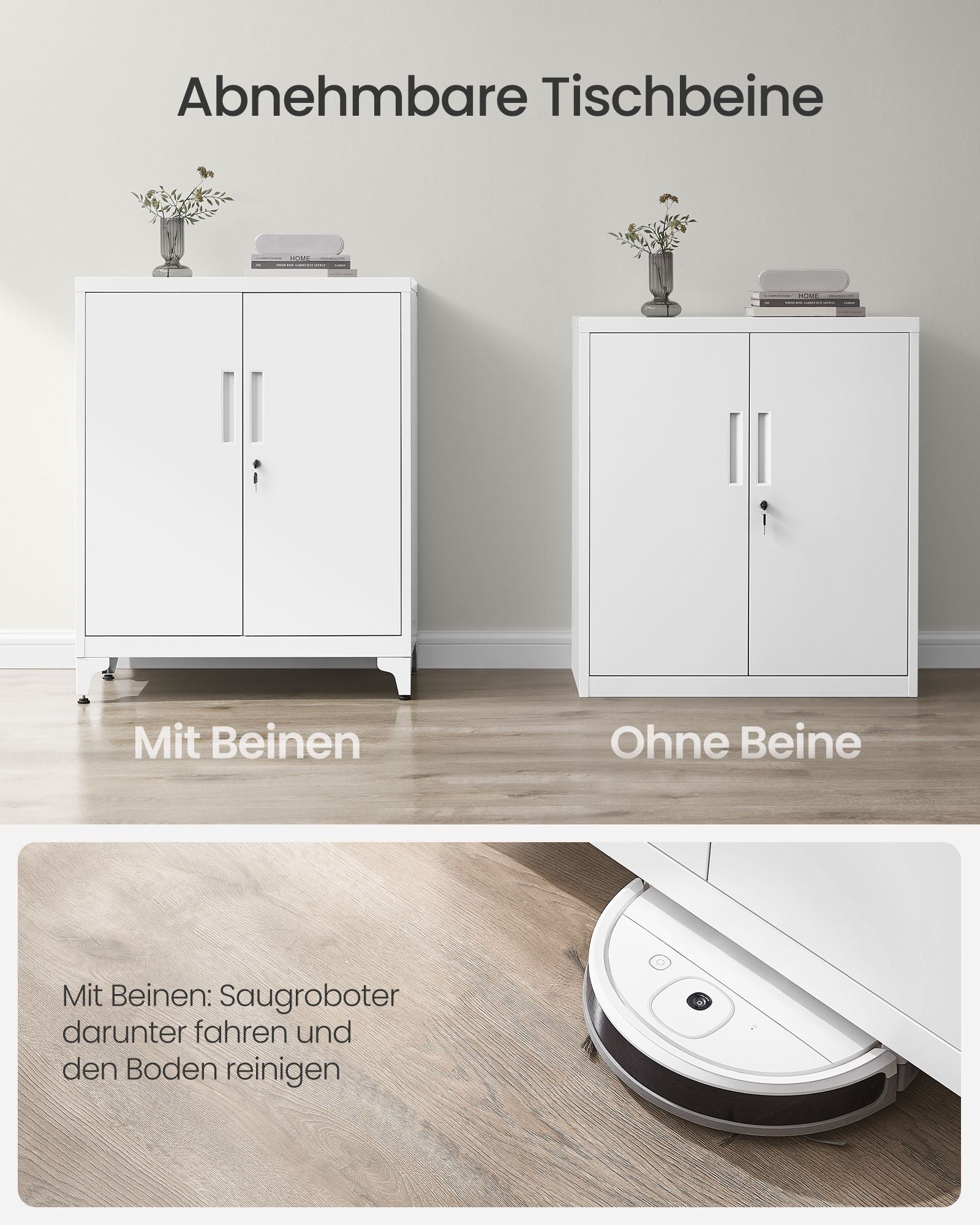 Lockable archive cabinet with 2 doors - 40 × 80 × 90 cm - matt white