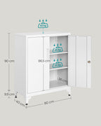 Lockable archive cabinet with 2 doors - 40 × 80 × 90 cm - matt white