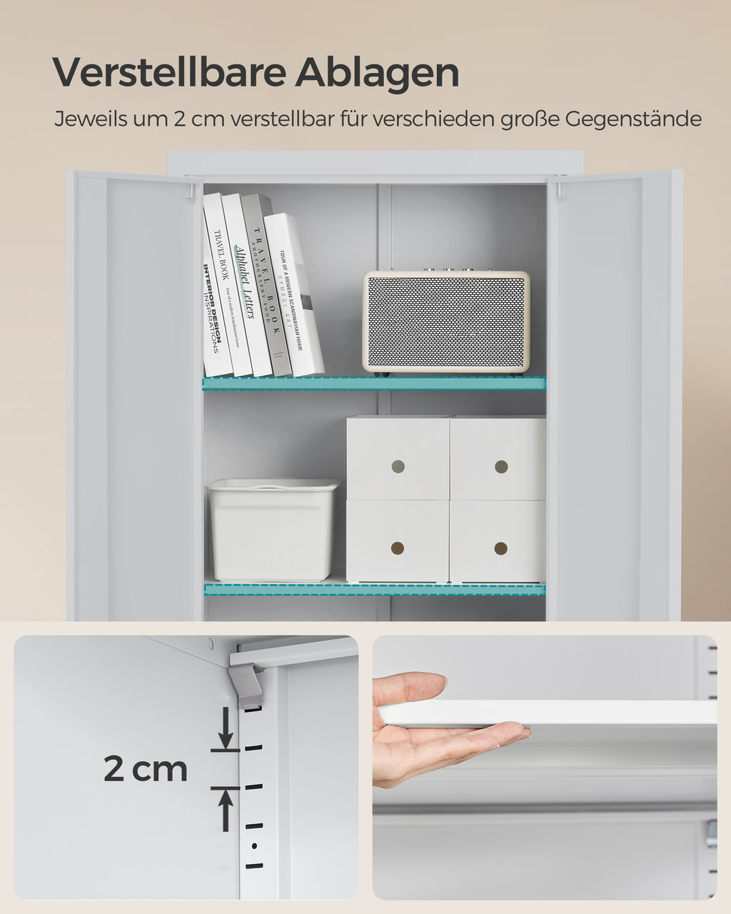 Archive cabinet with double doors and 5 levels