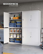 Archive cabinet with 4 doors and 5 levels 40 x 80 x 180 cm Mat gray