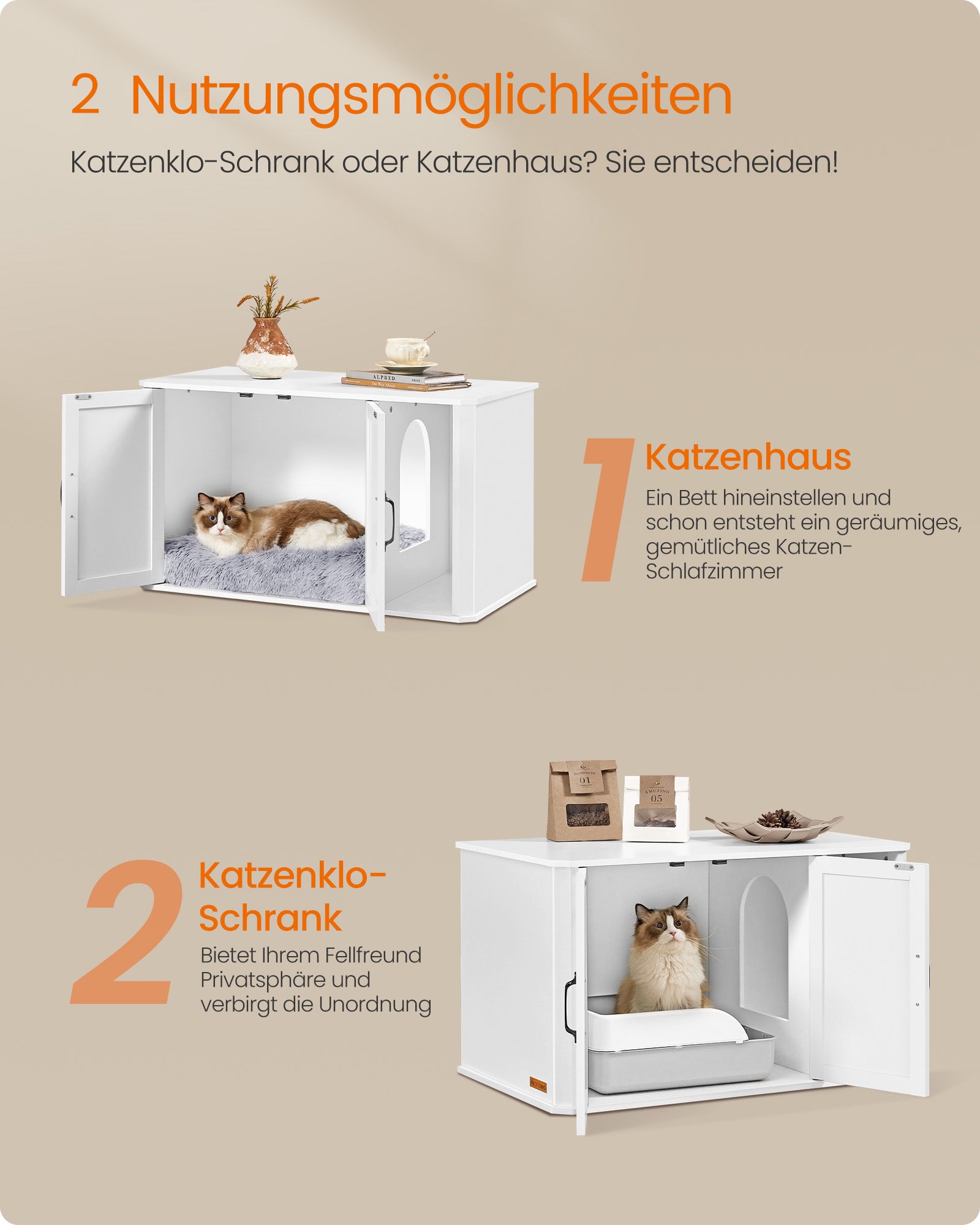 Cat house with double doors and handles Wolkwit