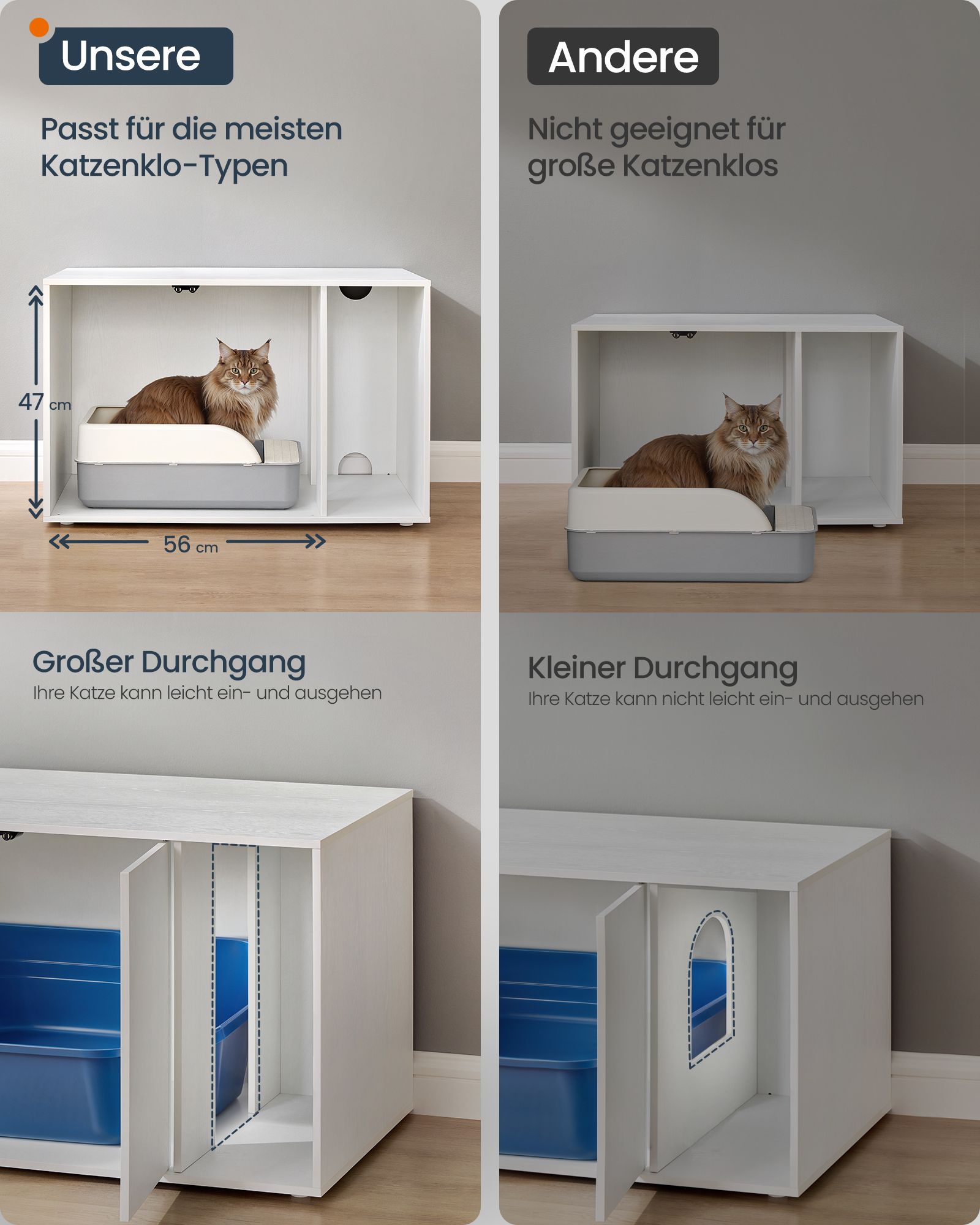 Cat baked with push-to-open doors for large cats