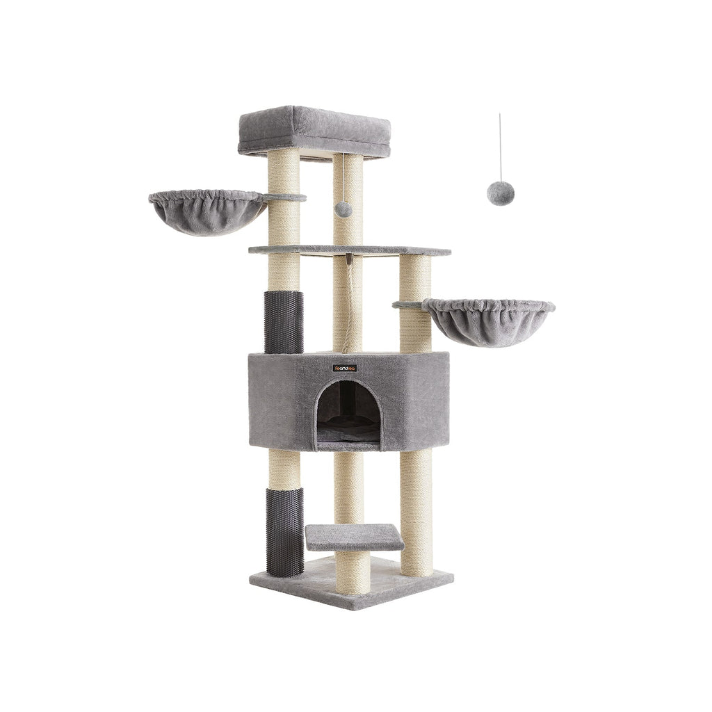 Scratching post with plateaus 50 x 50 x 160 cm crème white beige