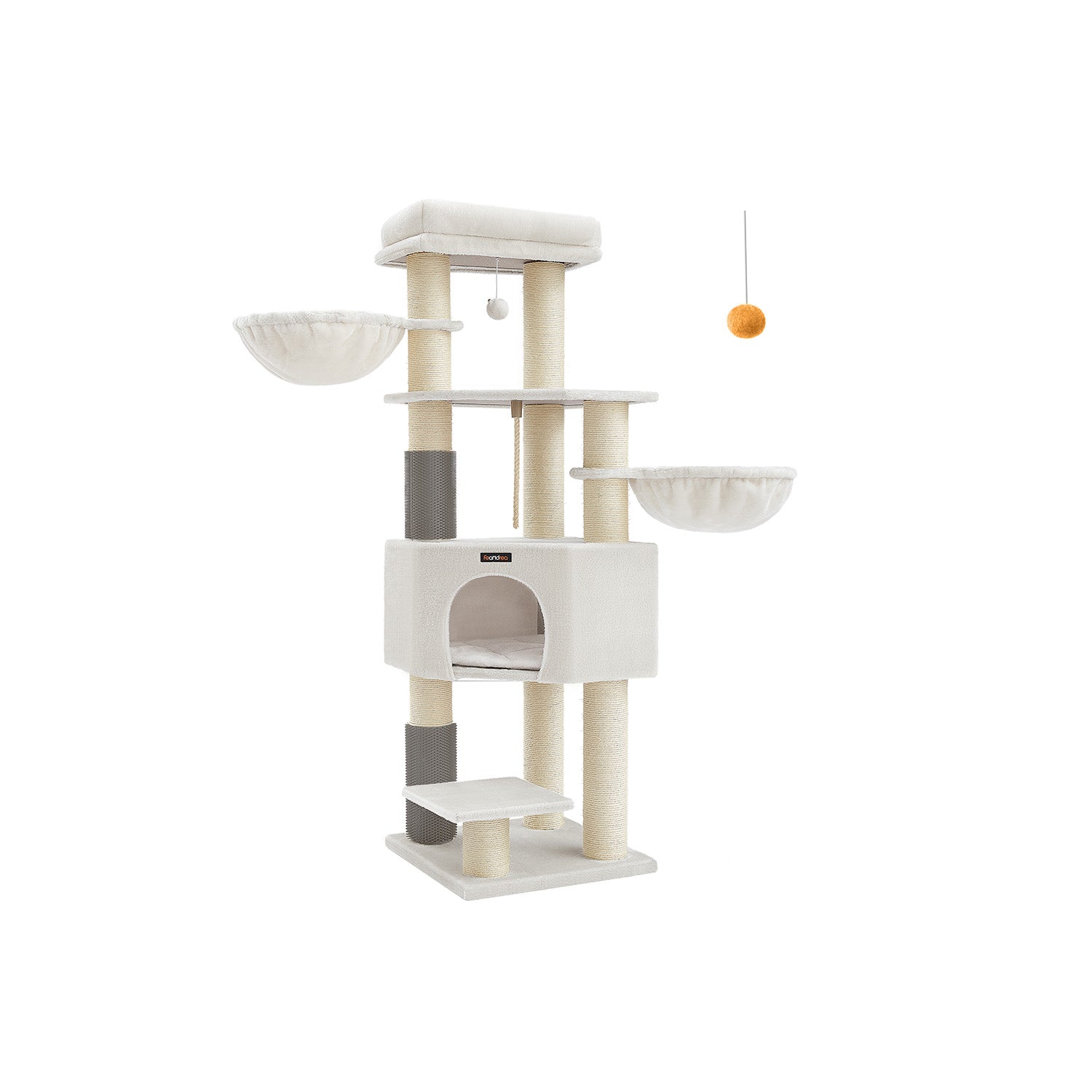 Scratching post with plateaus 50 x 50 x 160 cm crème white beige