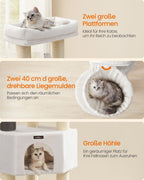 Scratching post with plateaus 50 x 50 x 160 cm crème white beige