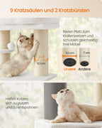 Scratching post with plateaus 50 x 50 x 160 cm crème white beige