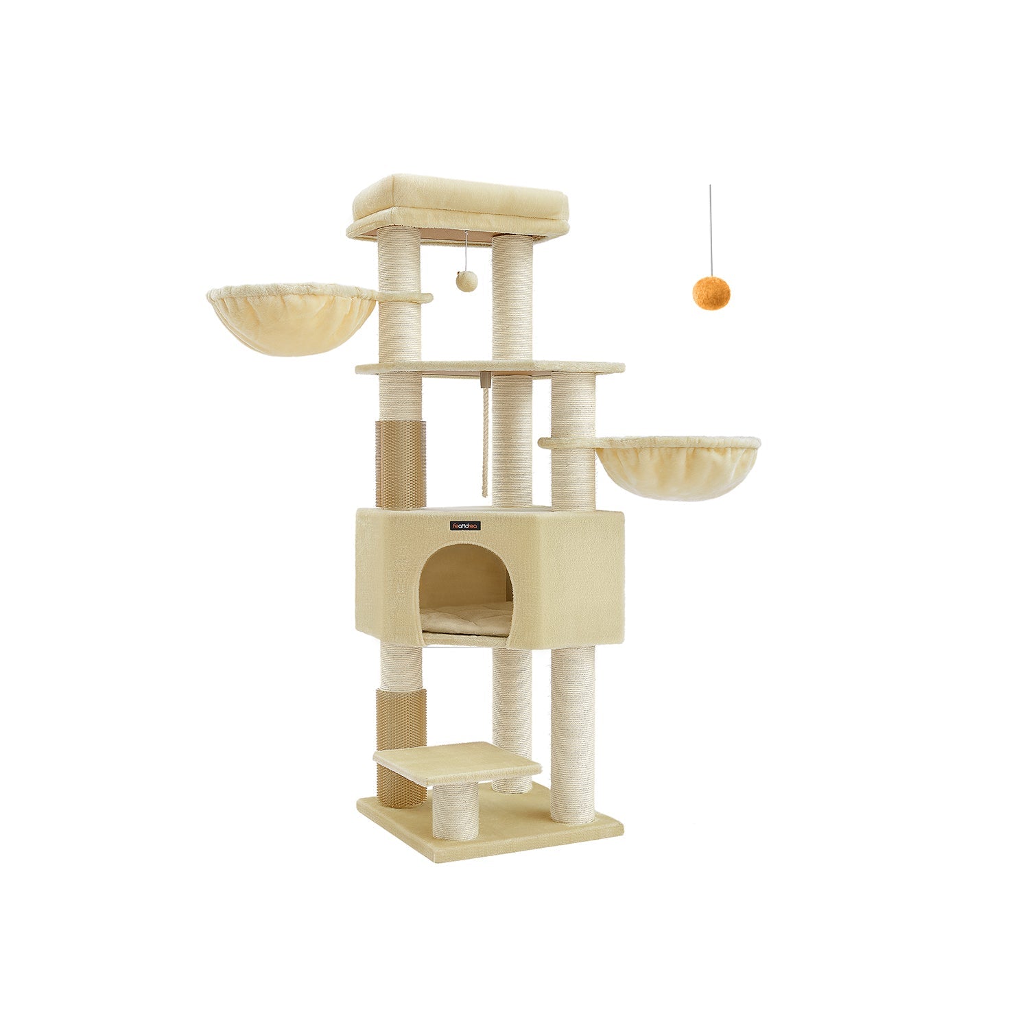 Scratching post with plateaus 50 x 50 x 160 cm crème white beige