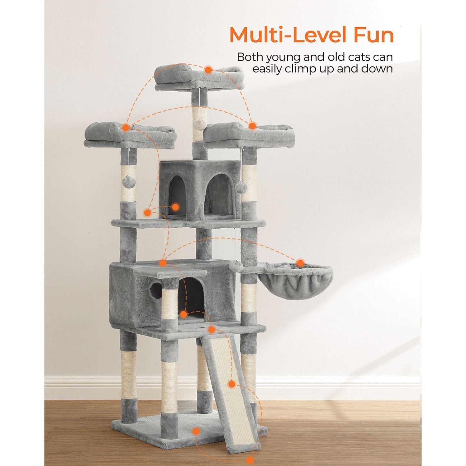 Scratching post XXL - 168 cm high - light gray