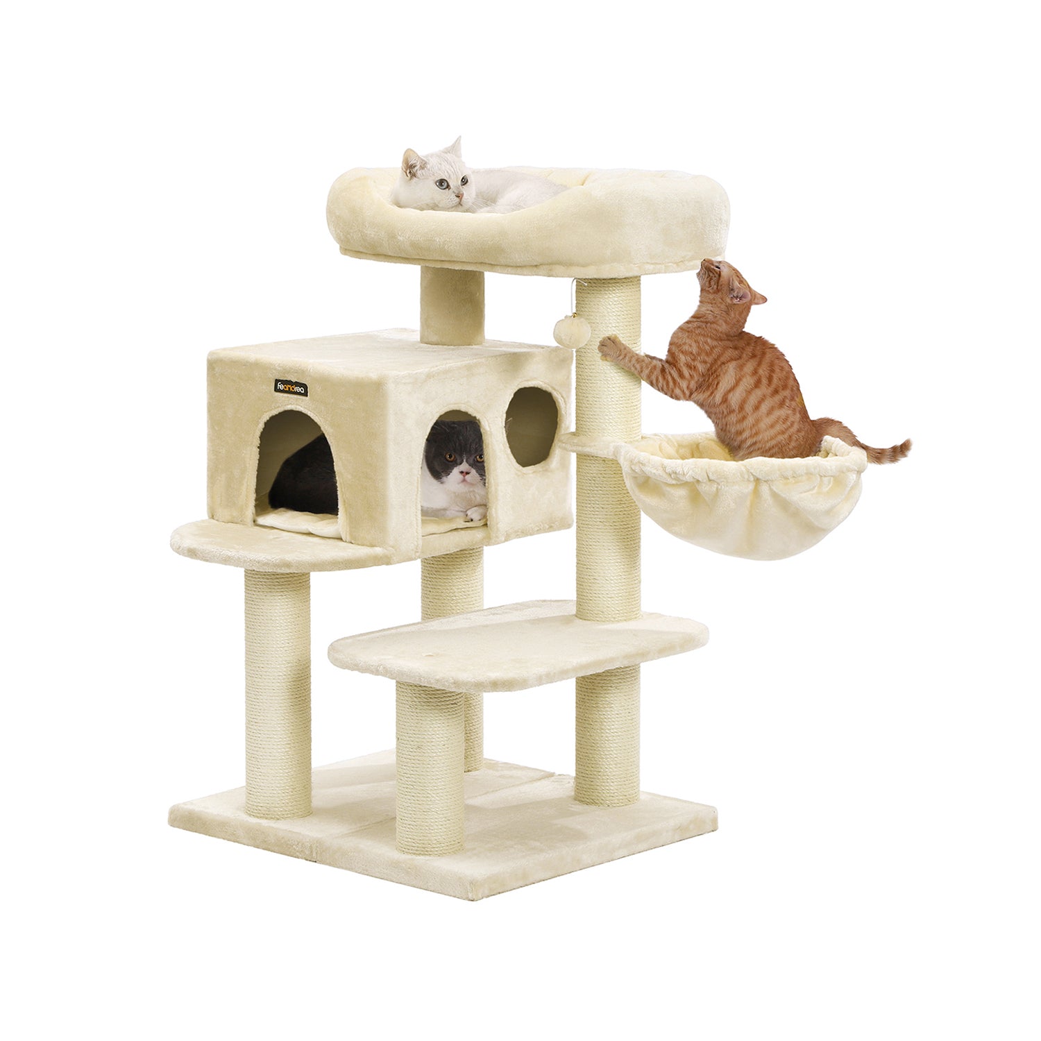 Scratching post - climbing tree - with platform, hammock and cave - cream