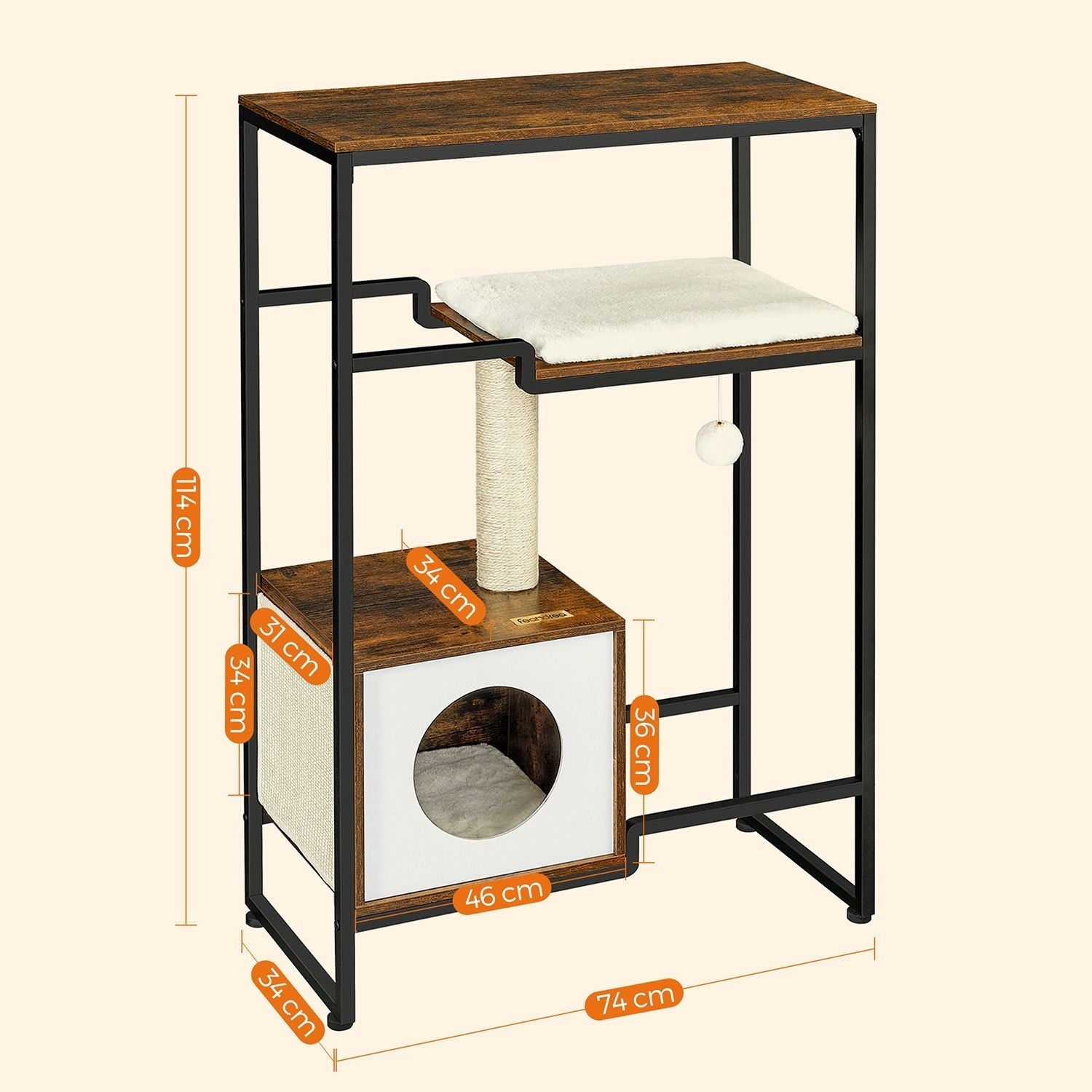 Scratching post - 2 -in -1 furniture - with shelf - brown
