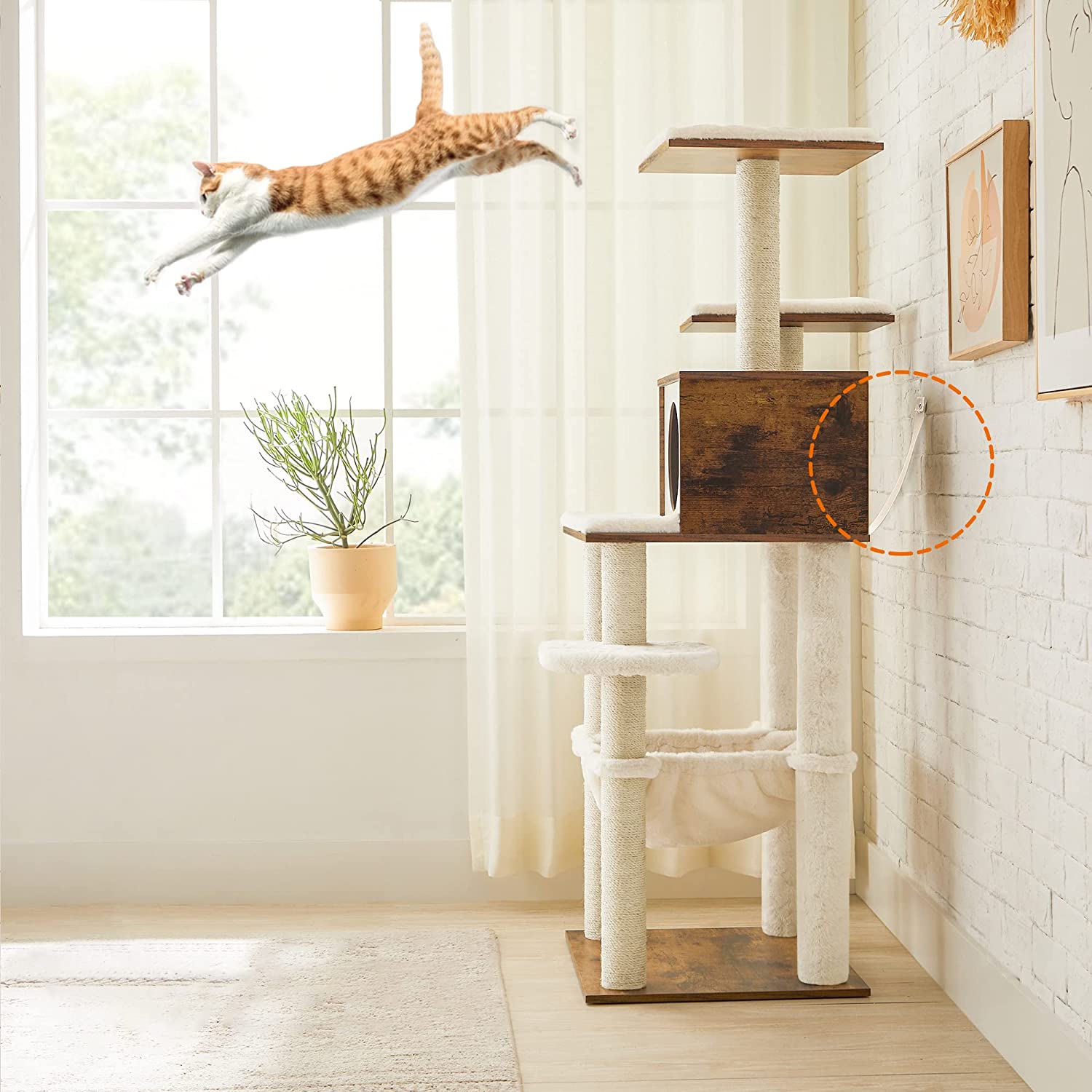 Scratching post - cat tree - With removable pillows - 3 plateaus - Modern - Vintage Brown