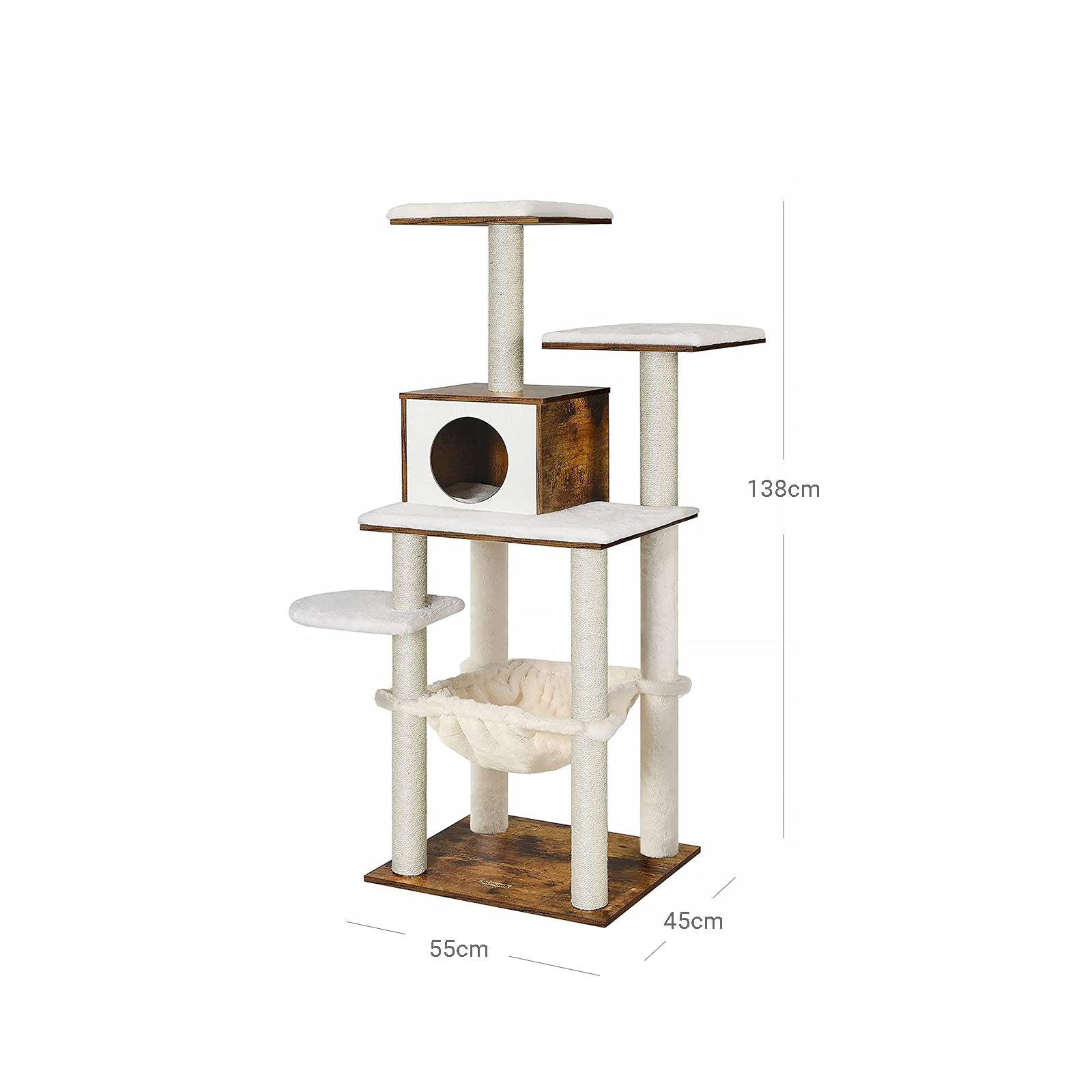Scratching post - cat tree - With removable pillows - 3 plateaus - Modern - Vintage Brown