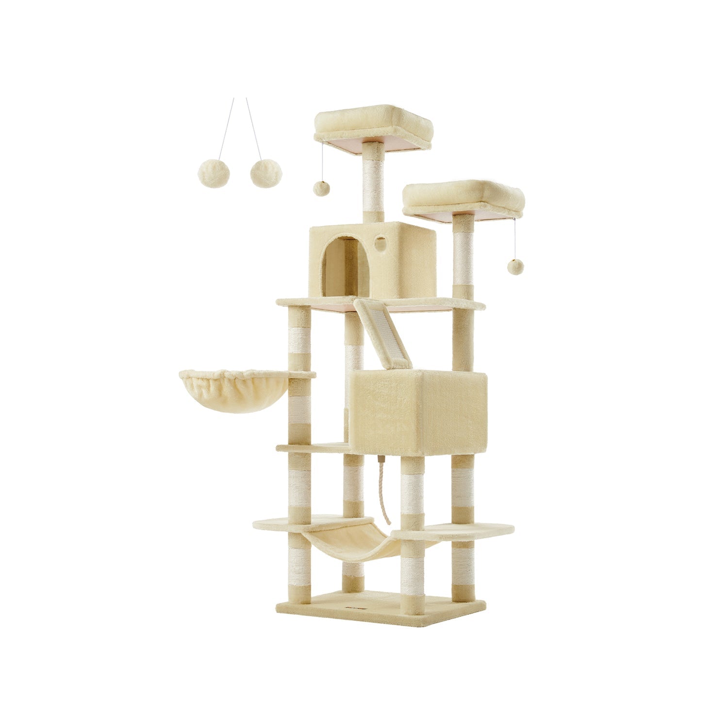Large scratching post - with 13 scratching posts - Multiple levels - Crèmwit