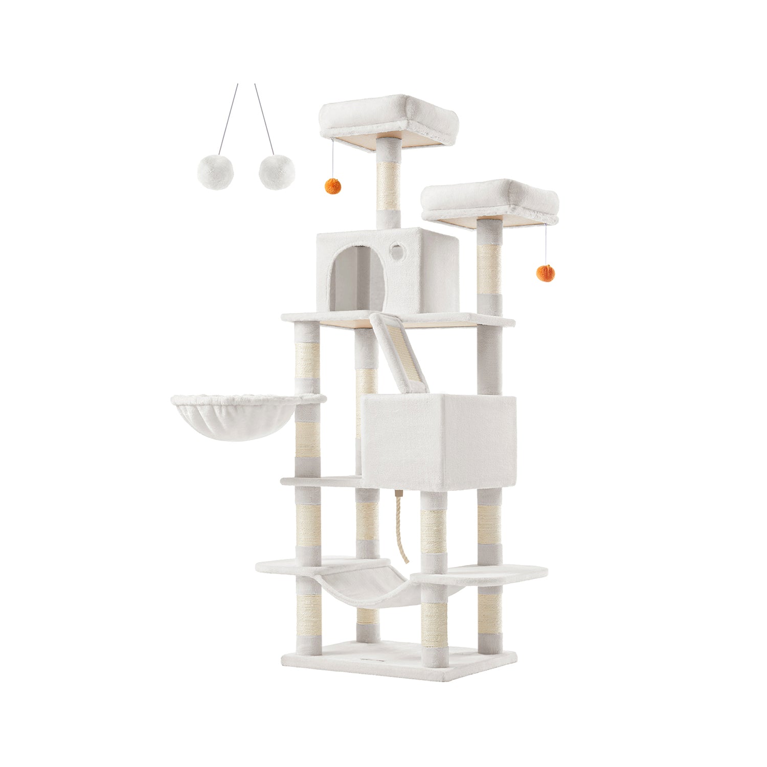 Large scratching post - with 13 scratching posts - Multiple levels - Crèmwit