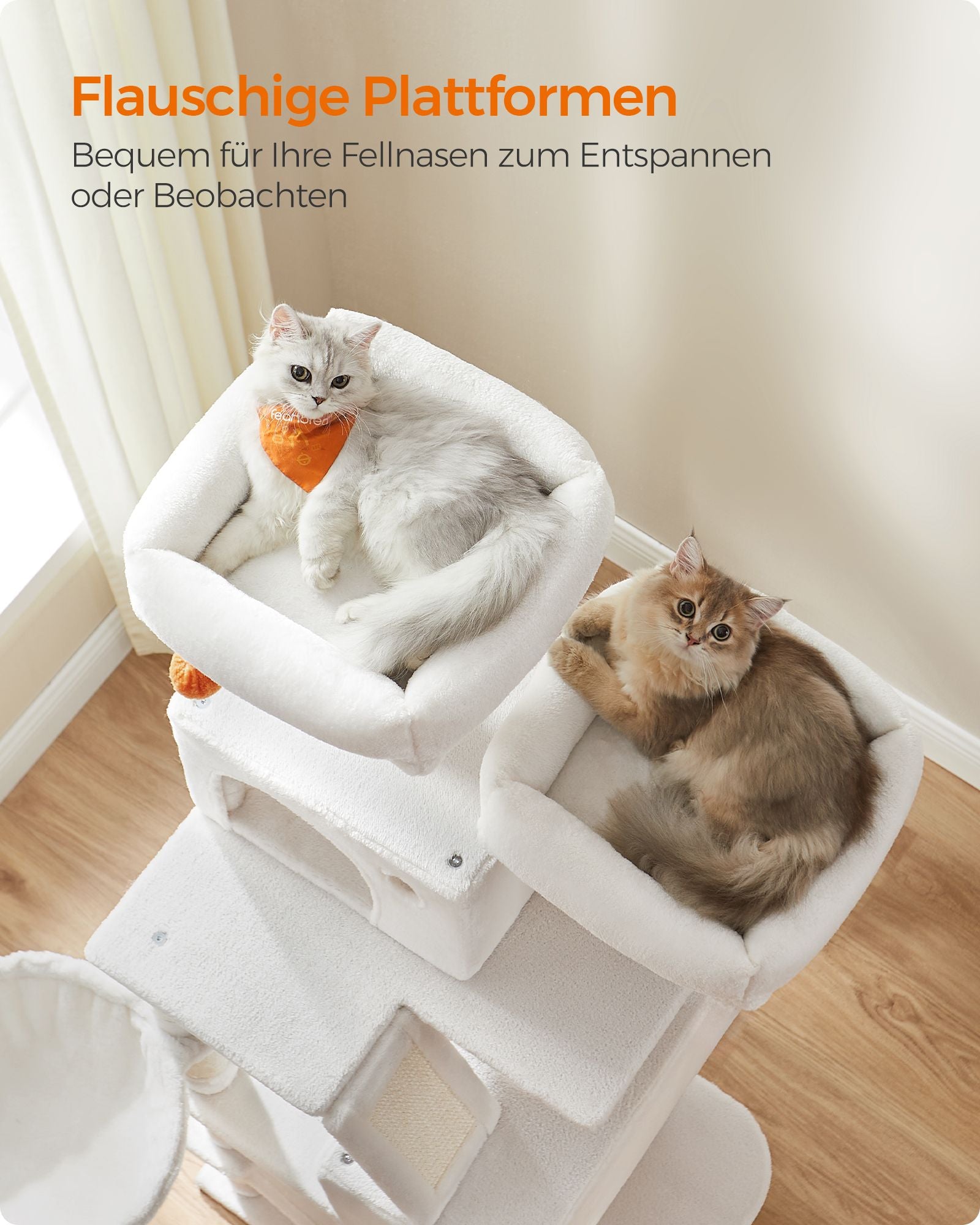 Large scratching post - with 13 scratching posts - Multiple levels - Crèmwit