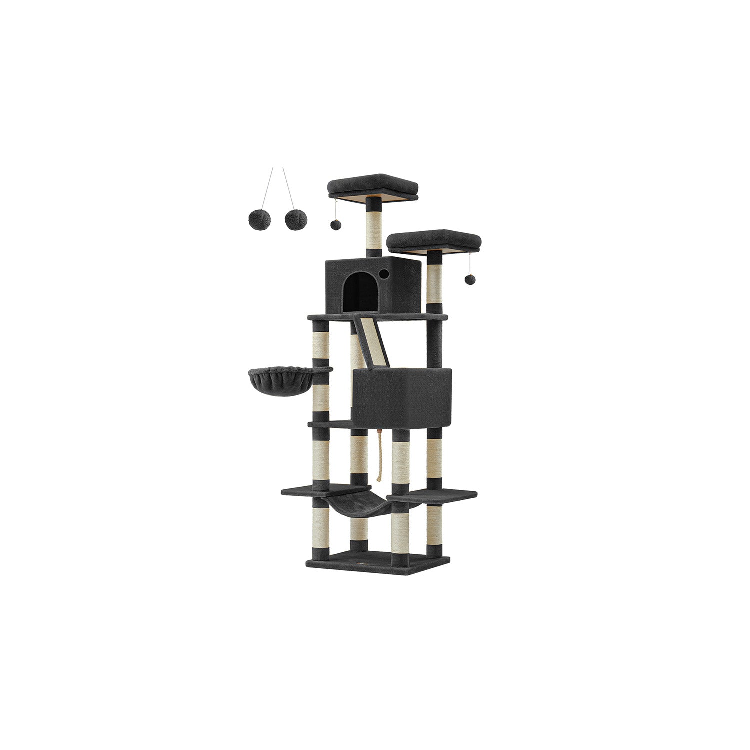 Large scratching post-206 cm high-multi-level-ink black