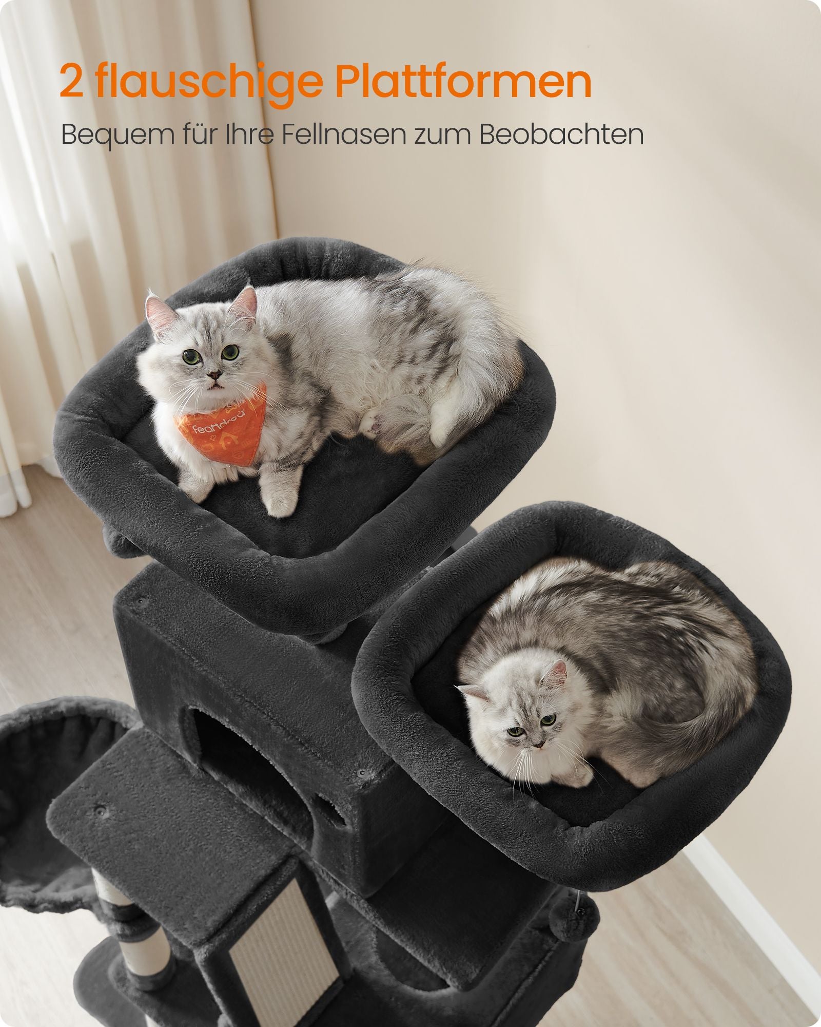 Large scratching post-206 cm high-multi-level-ink black