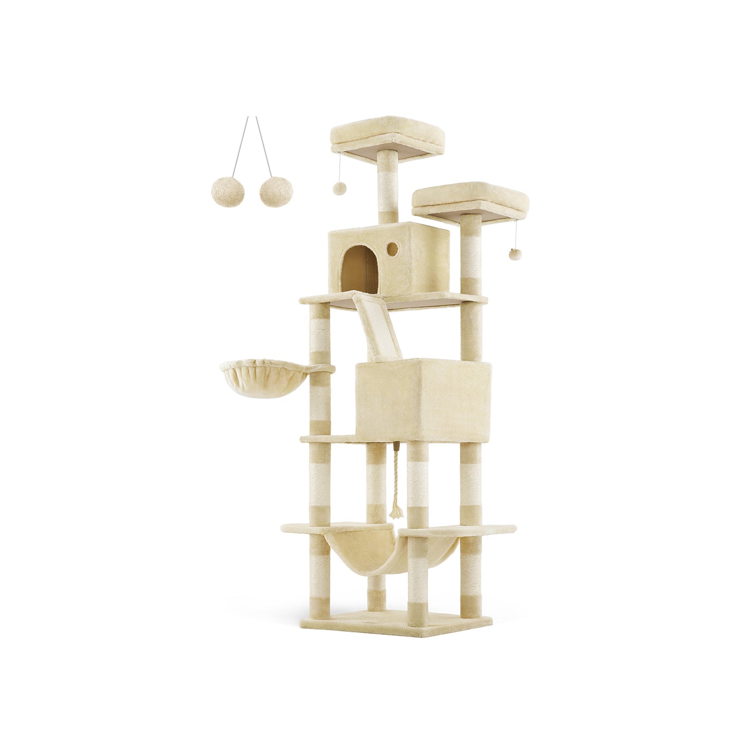 Large scratching post-206 cm high-multi-level-ink black